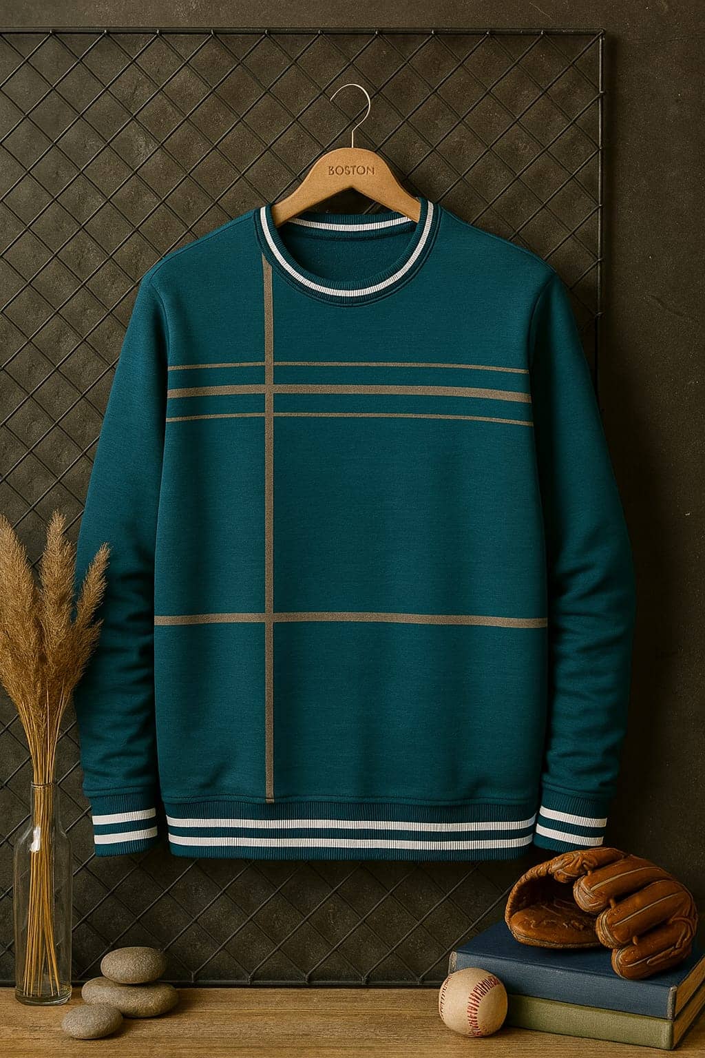 AUSTIVO Fleece Round Neck Men's Sweatshirt - Teal ( Pack of 1 )