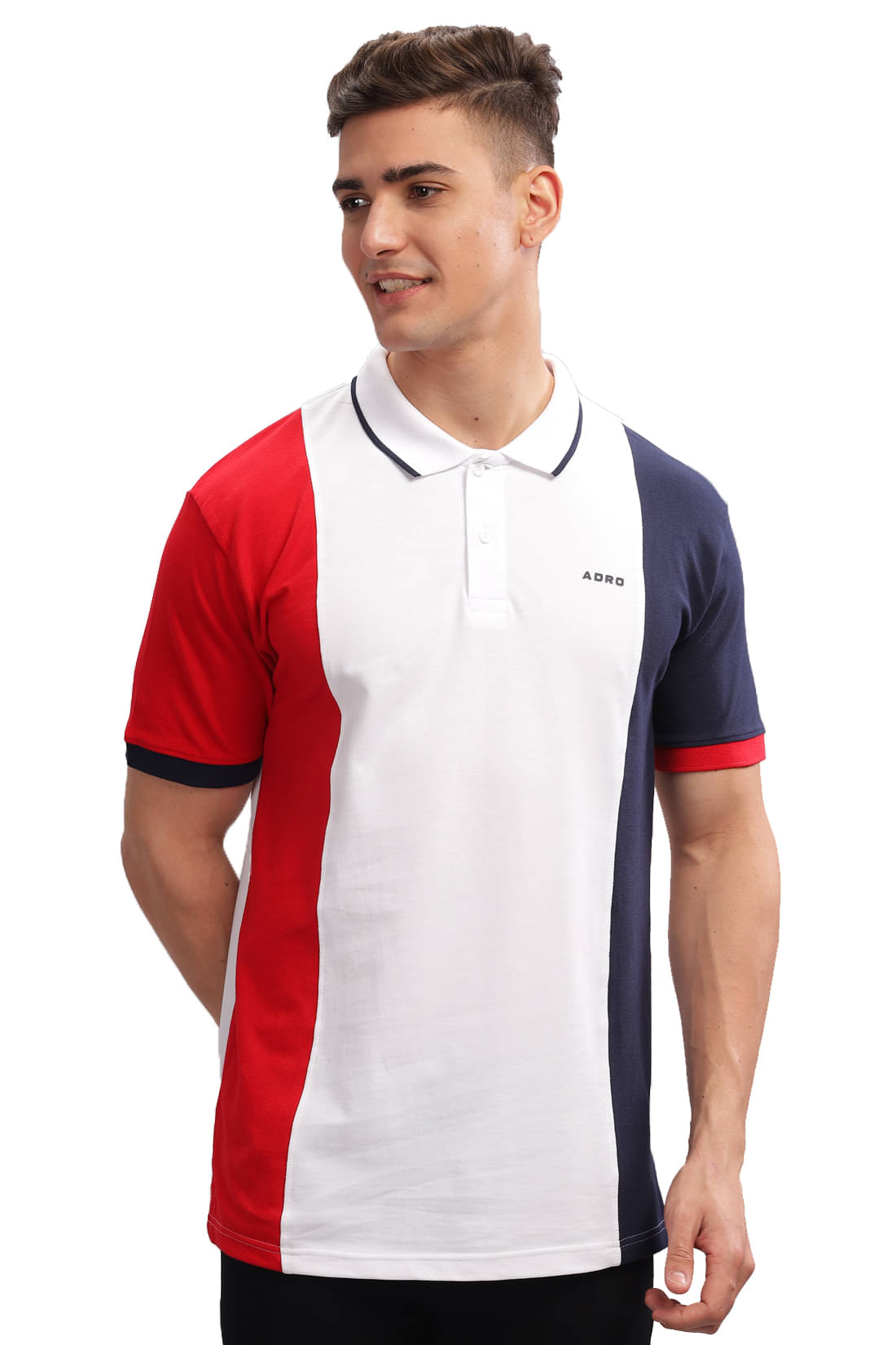     			Adro Men Cotton Blend Regular Fit Colorblock Polo T Shirt ( Multicolor6 )