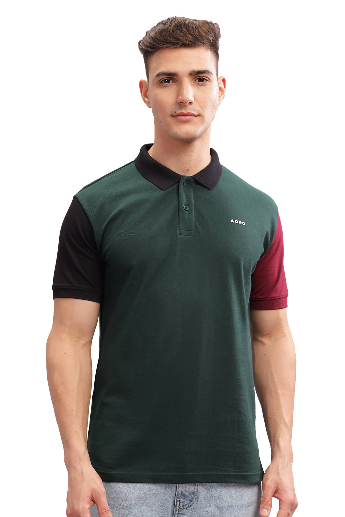     			Adro Men Cotton Blend Regular Fit Colorblock Polo T Shirt ( Multicolor8 )