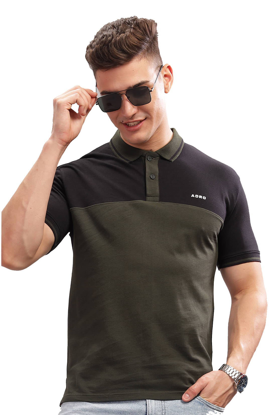     			Adro Men Cotton Blend Regular Fit Colorblock Polo T Shirt ( Multicolor5 )