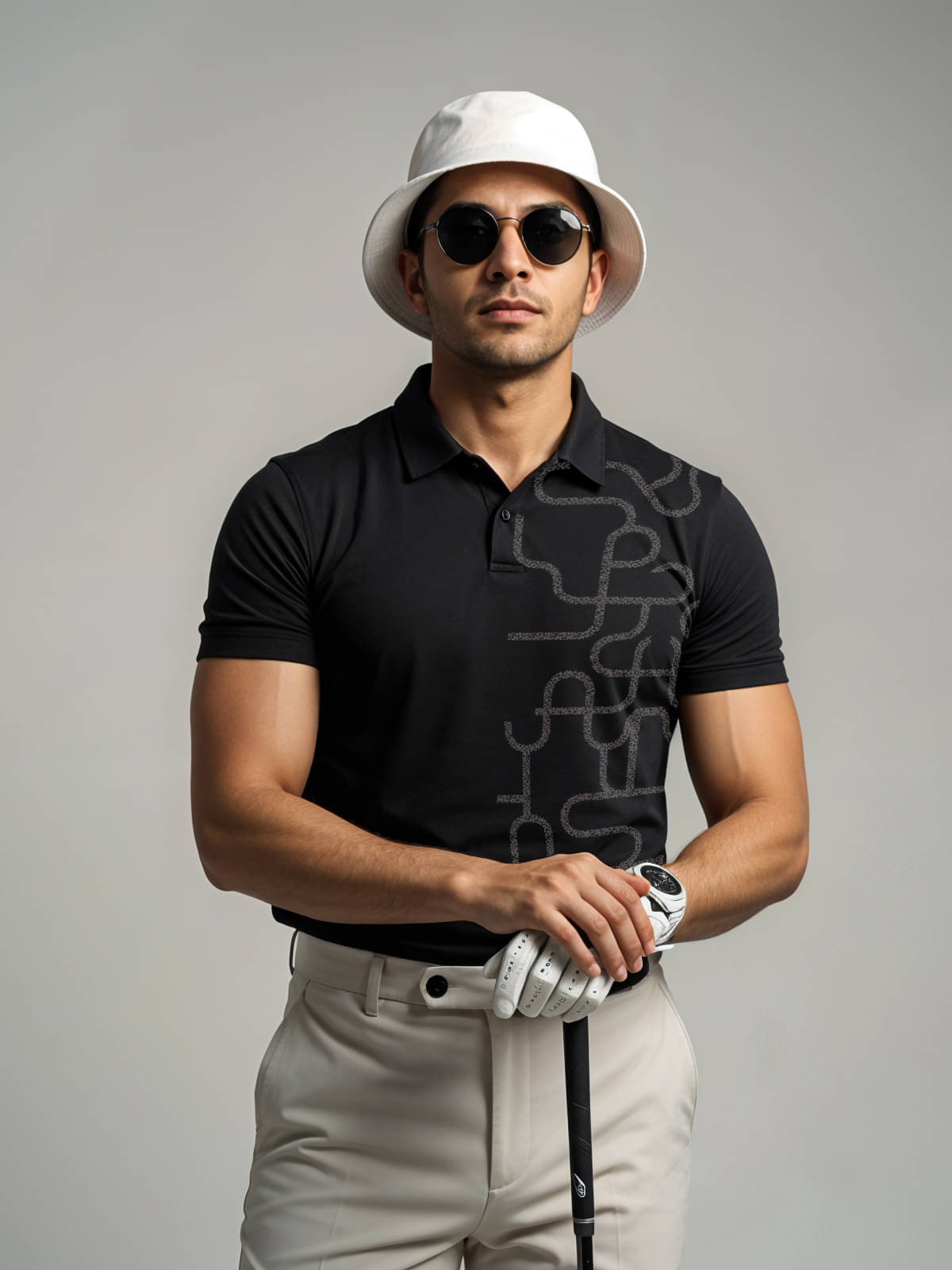     			Adro Men Cotton Blend Regular Fit Printed Polo T Shirt ( Charcoal Grey )