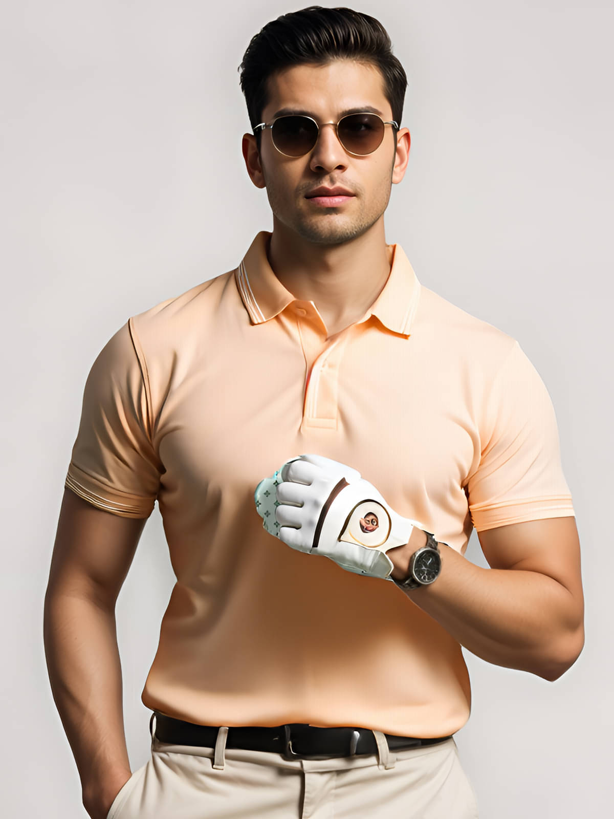 Adro Men Cotton Blend Regular Fit Solid Polo T Shirt ( Peach ) Adro Men Cotton Blend Regular Fit Solid Polo T Shirt ( Peach )
