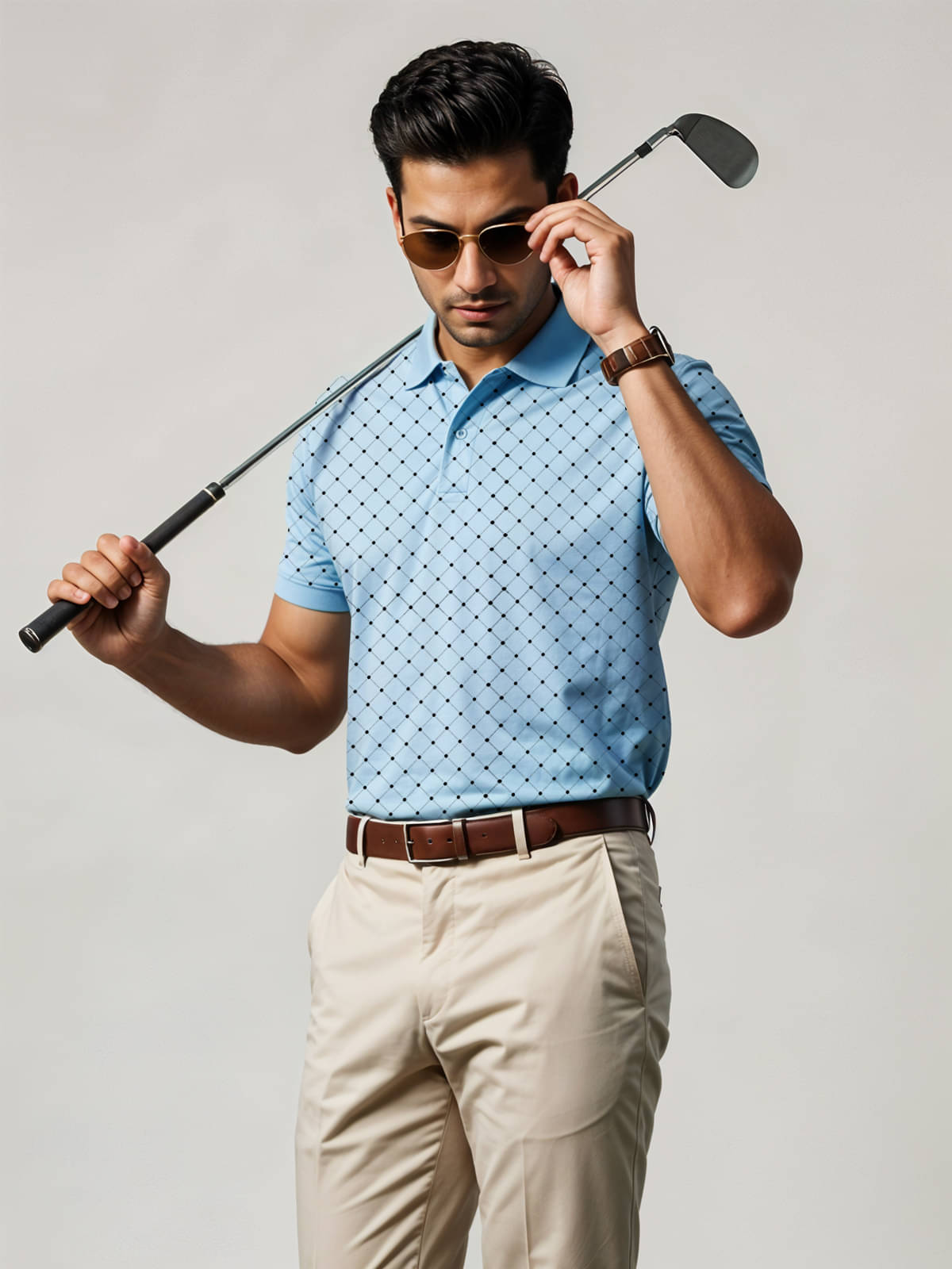 Adro Men Cotton Blend Regular Fit Printed Polo T Shirt ( Sky Blue ) Adro Men Cotton Blend Regular Fit Printed Polo T Shirt ( Sky Blue )