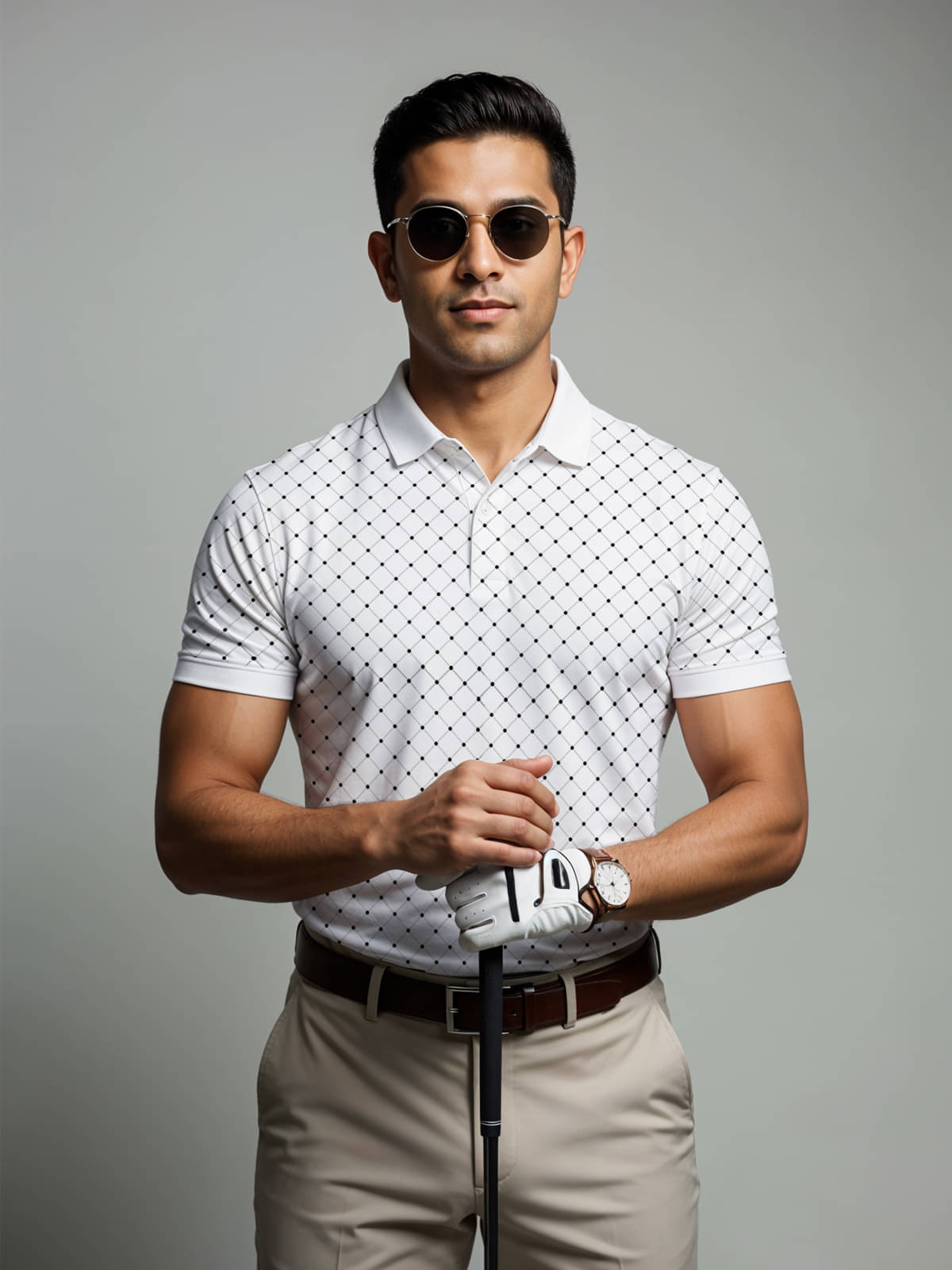     			Adro Men Cotton Blend Regular Fit Printed Polo T Shirt ( Off-White )