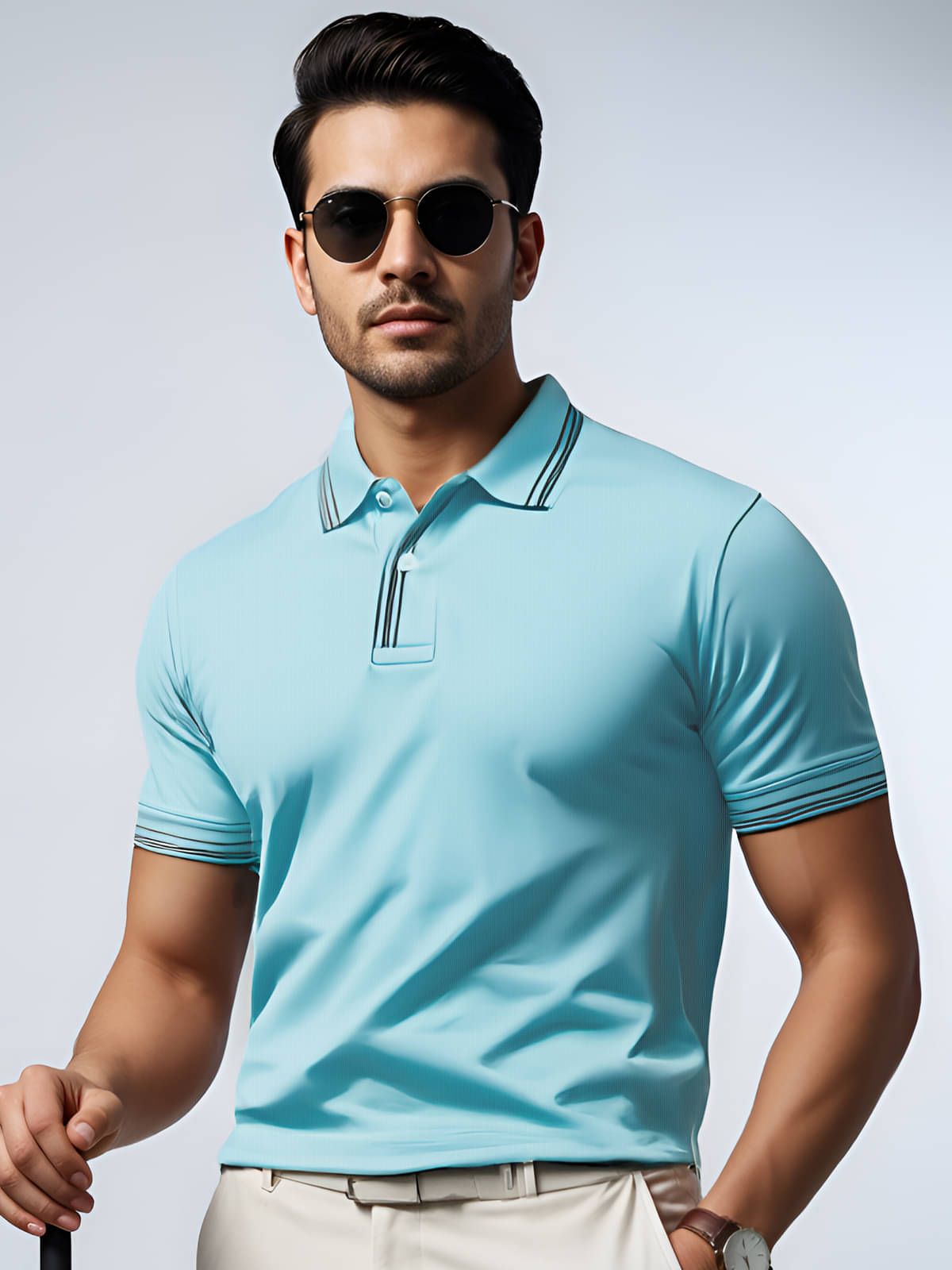 Adro Men Cotton Blend Regular Fit Solid Polo T Shirt ( Mint Green ) Adro Men Cotton Blend Regular Fit Solid Polo T Shirt ( Mint Green )