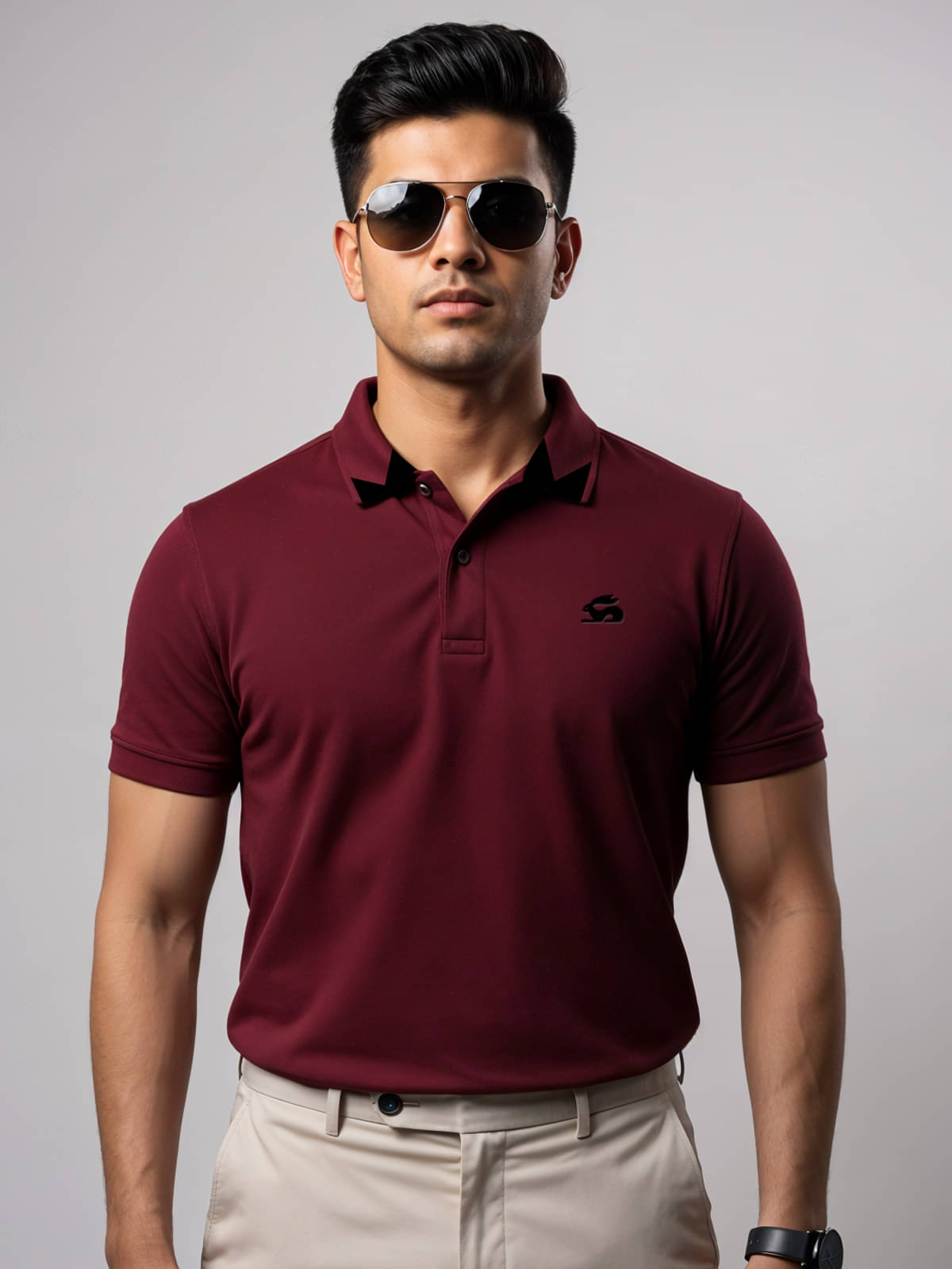     			Adro Men Cotton Blend Regular Fit Solid Polo T Shirt ( Maroon )