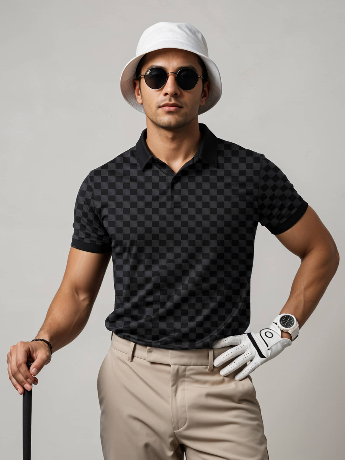 Adro Men Cotton Blend Regular Fit Printed Polo T Shirt ( Charcoal ) Adro Men Cotton Blend Regular Fit Printed Polo T Shirt ( Charcoal )