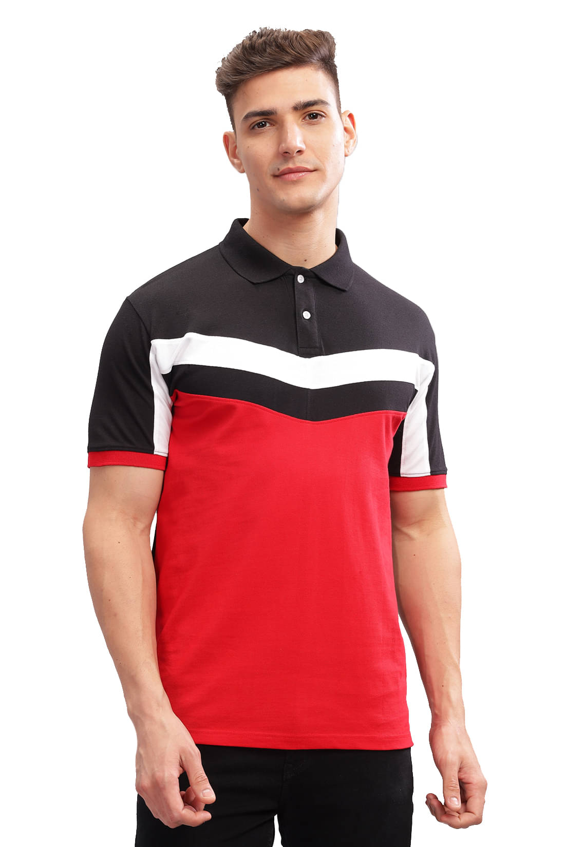 Adro Men Cotton Blend Regular Fit Colorblock Polo T Shirt ( Multicolor4 ) Adro Men Cotton Blend Regular Fit Colorblock Polo T Shirt ( Multicolor4 )