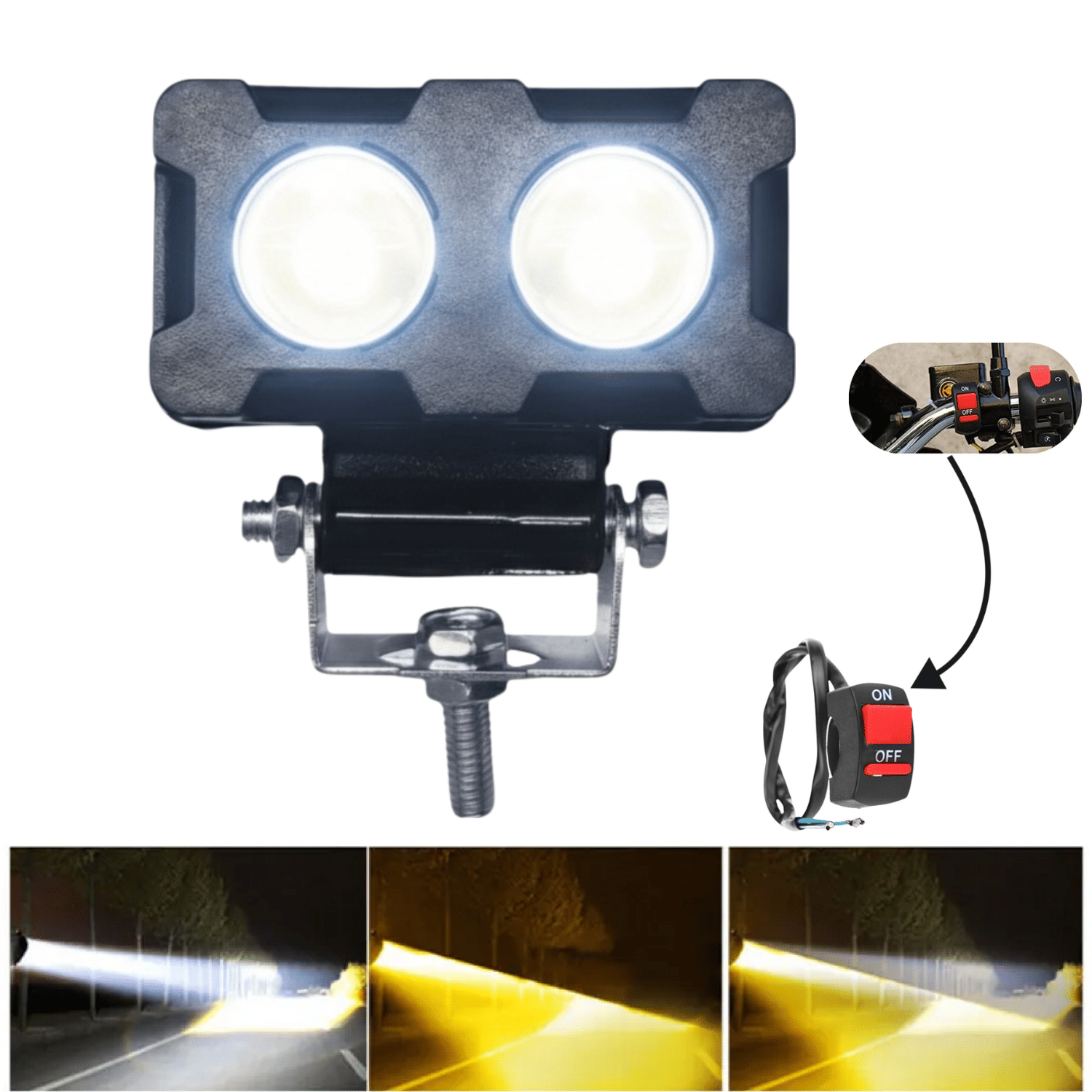 Aksmit 2 led rectangle light for bike , White/Yellow Bike Light , Scooty White/Yellow Light , White/Yellow Car Light , 2 Led Light For bike, 2 Led Light For Car , Fog Lamps , scooty Light Pack Of 1 With Switch Button Aksmit 2 led rectangle light for bike , White/Yellow Bike Light , Scooty White/Yellow Light , White/Yellow Car Light , 2 Led Light For bike, 2 Led Light For Car , Fog Lamps , scooty Light Pack Of 1 With Switch Button