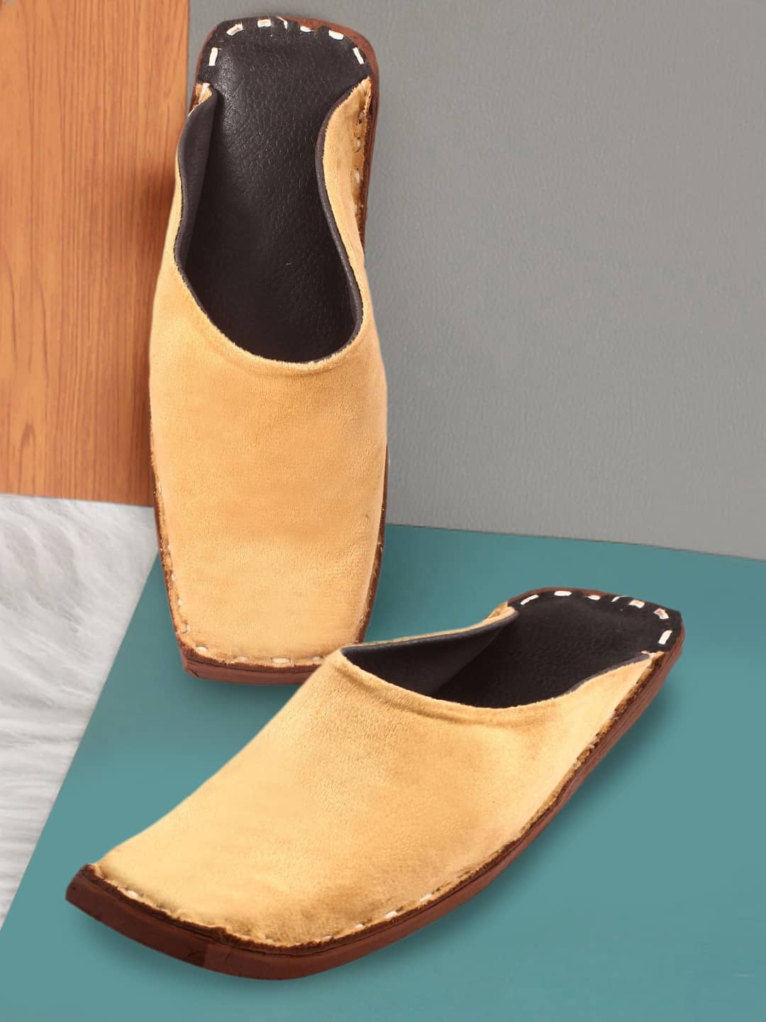Anjaneya Creations Beige Men's Mule - Ethnic Shoes | Buy online on ZillyBuy