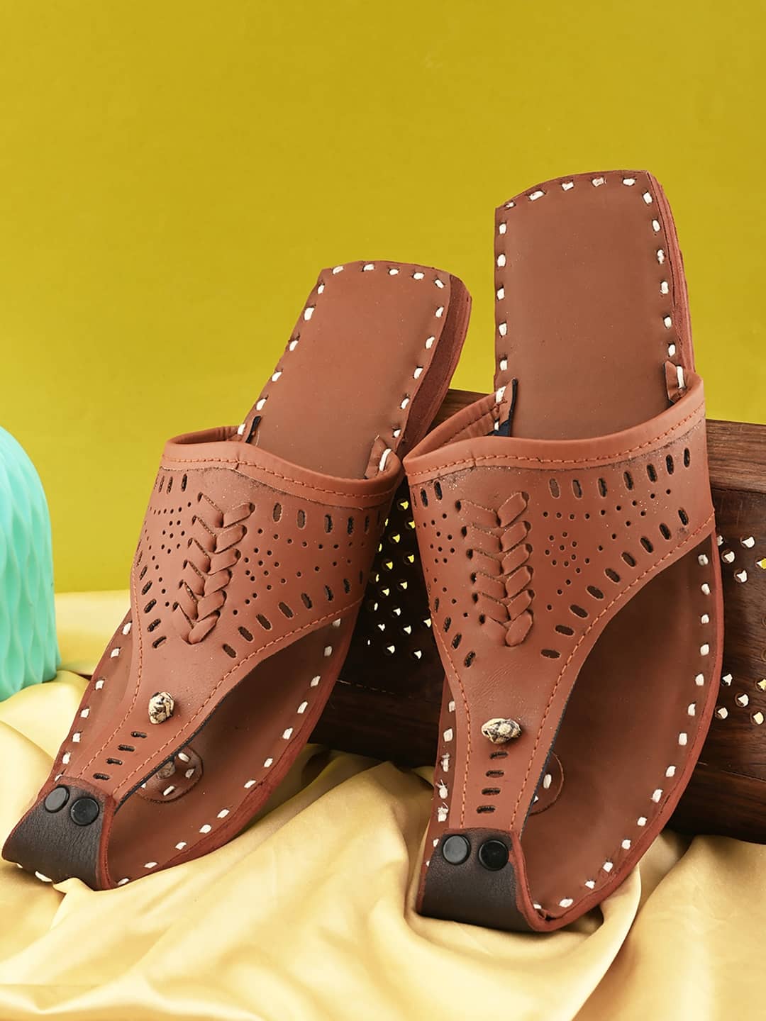 Anjaneya Creations Tan Men's Kolhapuris - Ethnic Shoes | Buy online on ZillyBuy