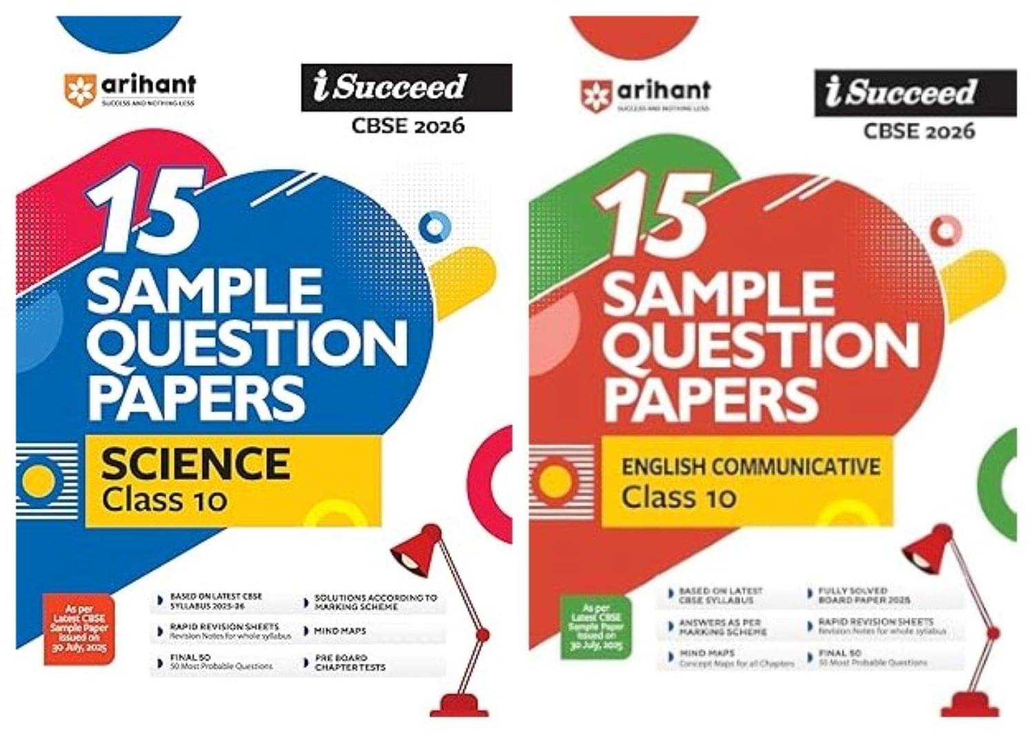     			Arihant I Succeed CBSE Sample Question Papers Class 10 Science &  English English Communicative Exam 2026 | 15 Solved & Practice Papers