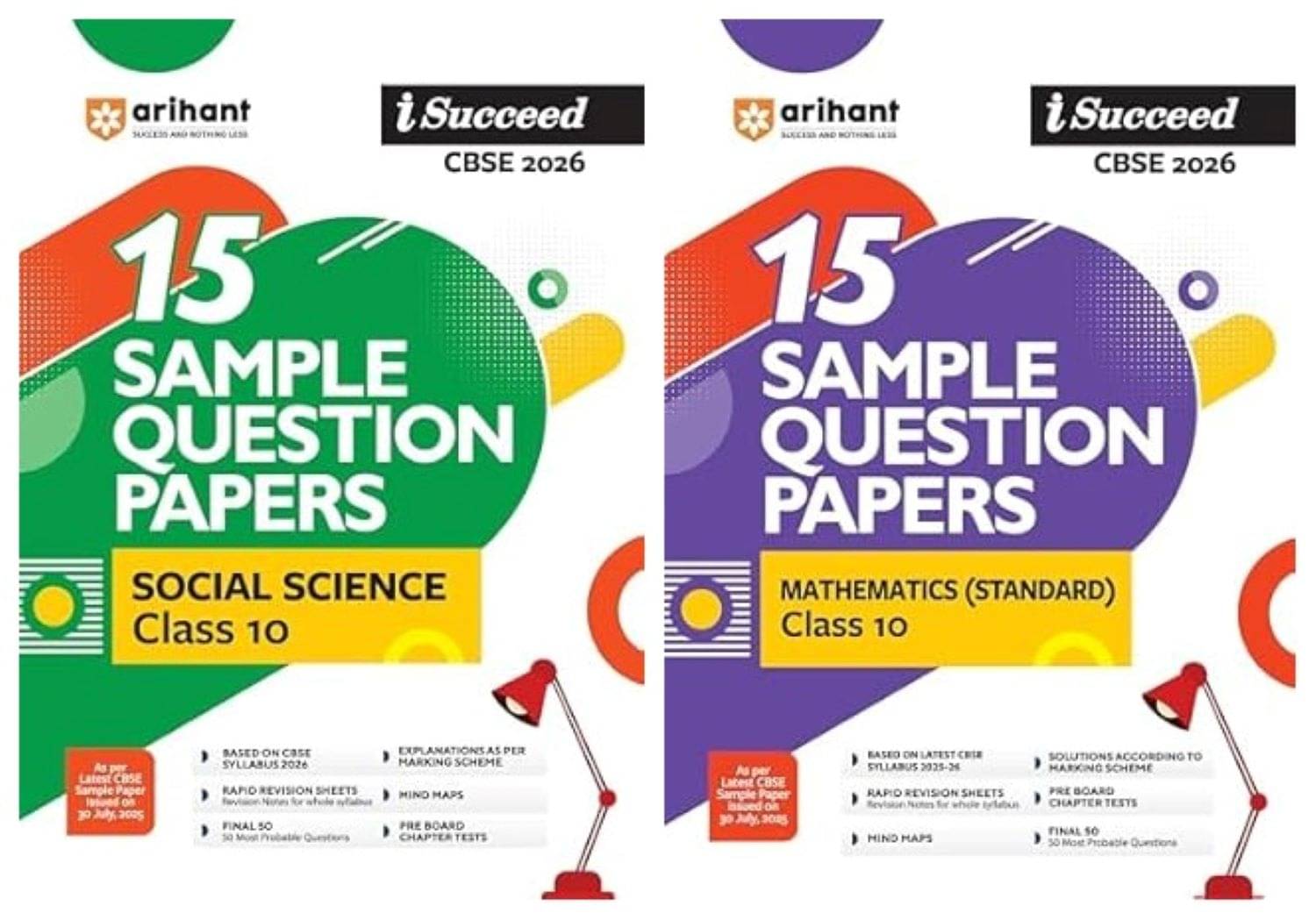     			Arihant I Succeed CBSE Sample Question Papers Class 10 Social Science &  Mathematics Standard Exam 2026 | 15 Solved & Practice Papers