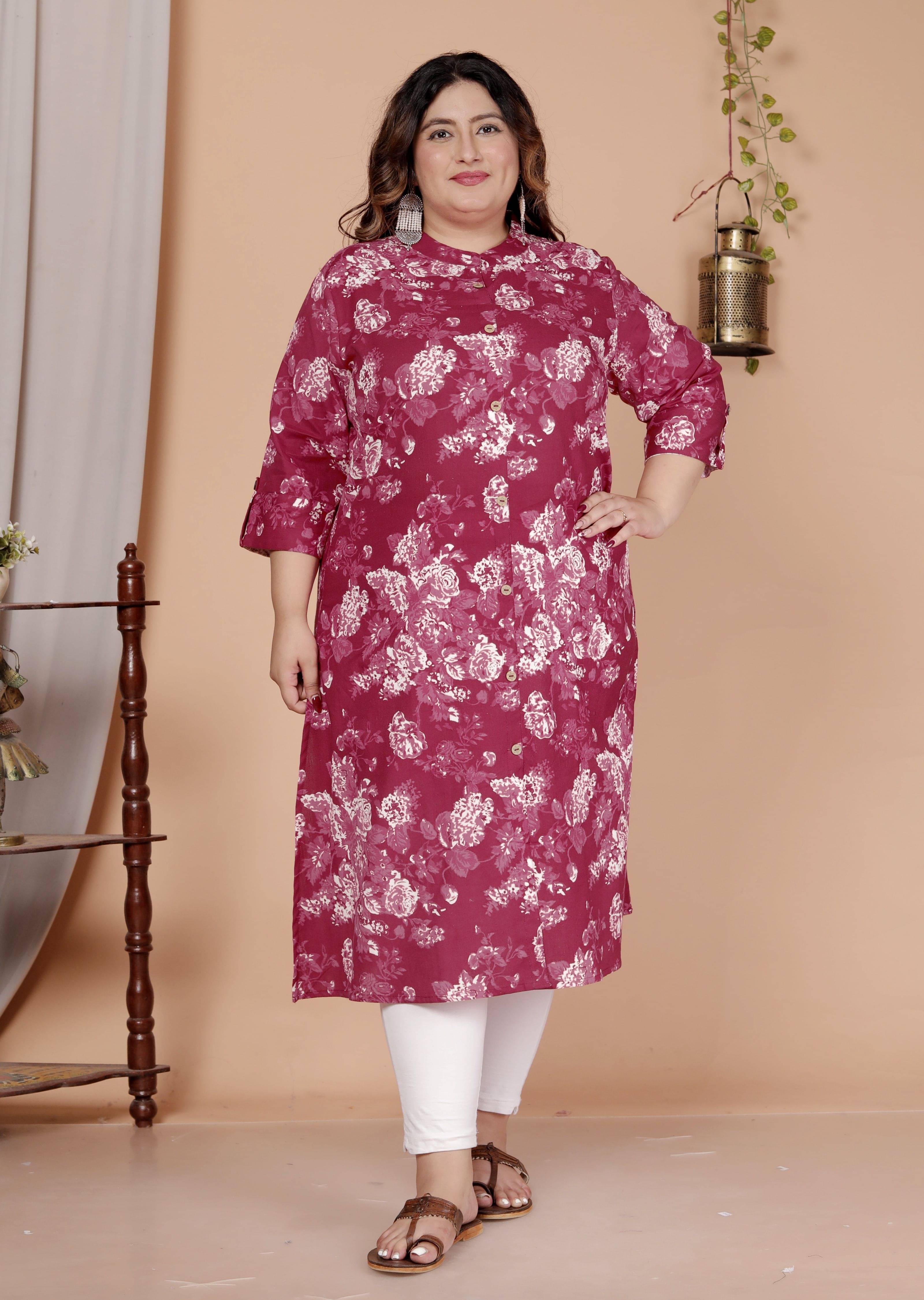     			Avnii Women Cotton Printed A-line Kurti ( Maroon )