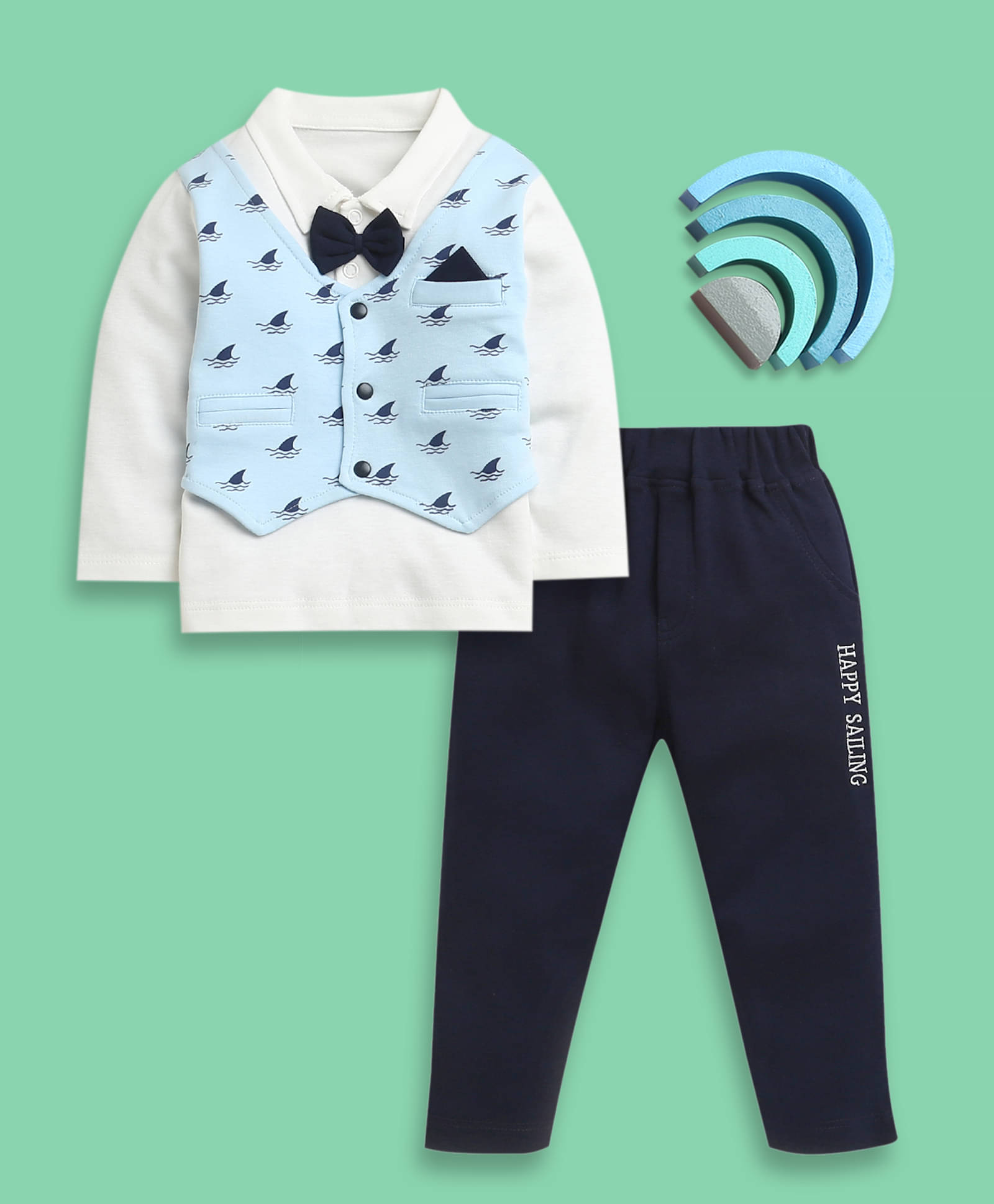     			BUMZEE Pack of 1 Baby Boys Cotton Shirt & Pants Set ( Navy )
