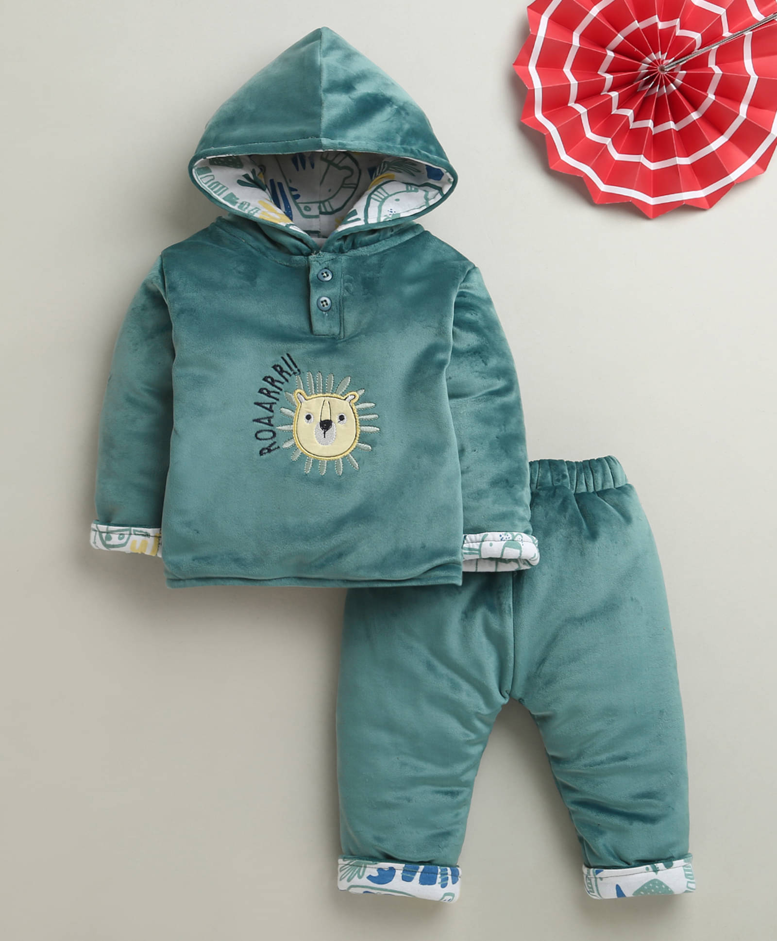     			BUMZEE Pack of 1 Baby Boys Cotton Blend Sweatshirt & Jogger Set ( Green )