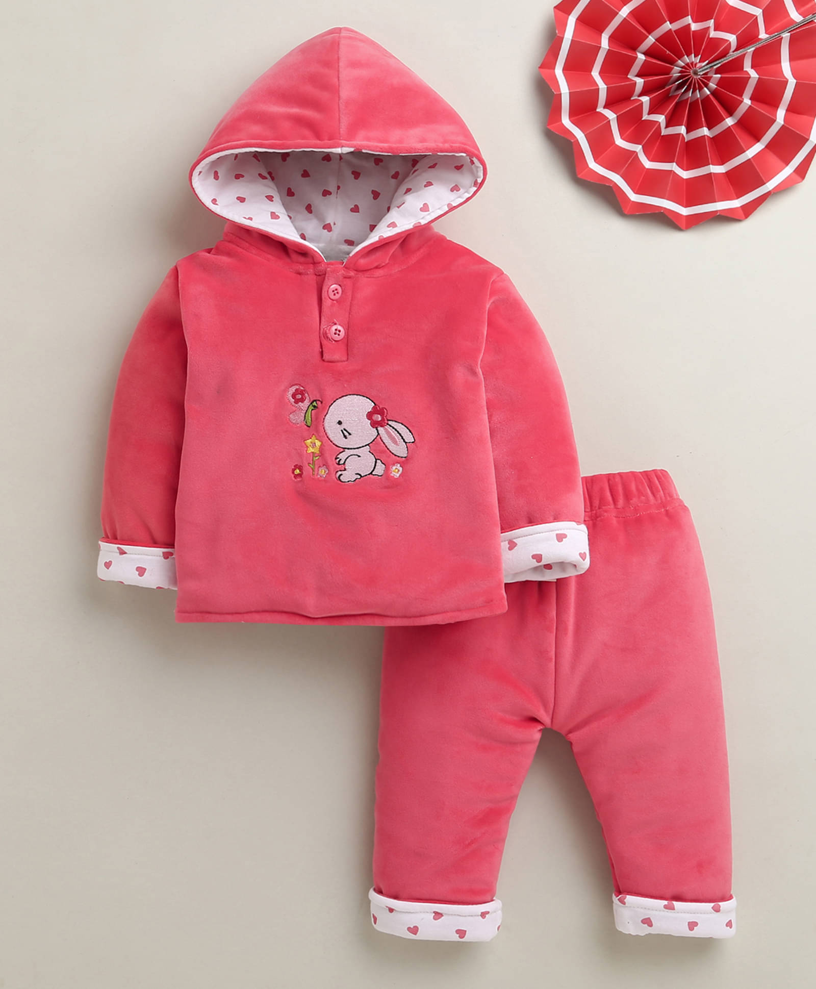     			BUMZEE Pack of 1 Baby Girls Cotton Blend Sweatshirt & Jogger Set ( Coral )