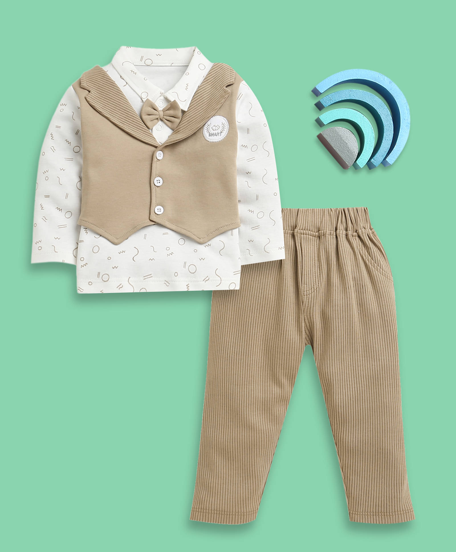 BUMZEE Pack of 1 Baby Boys Cotton Shirt & Pants Set ( Brown )     			BUMZEE Pack of 1 Baby Boys Cotton Shirt & Pants Set ( Brown )