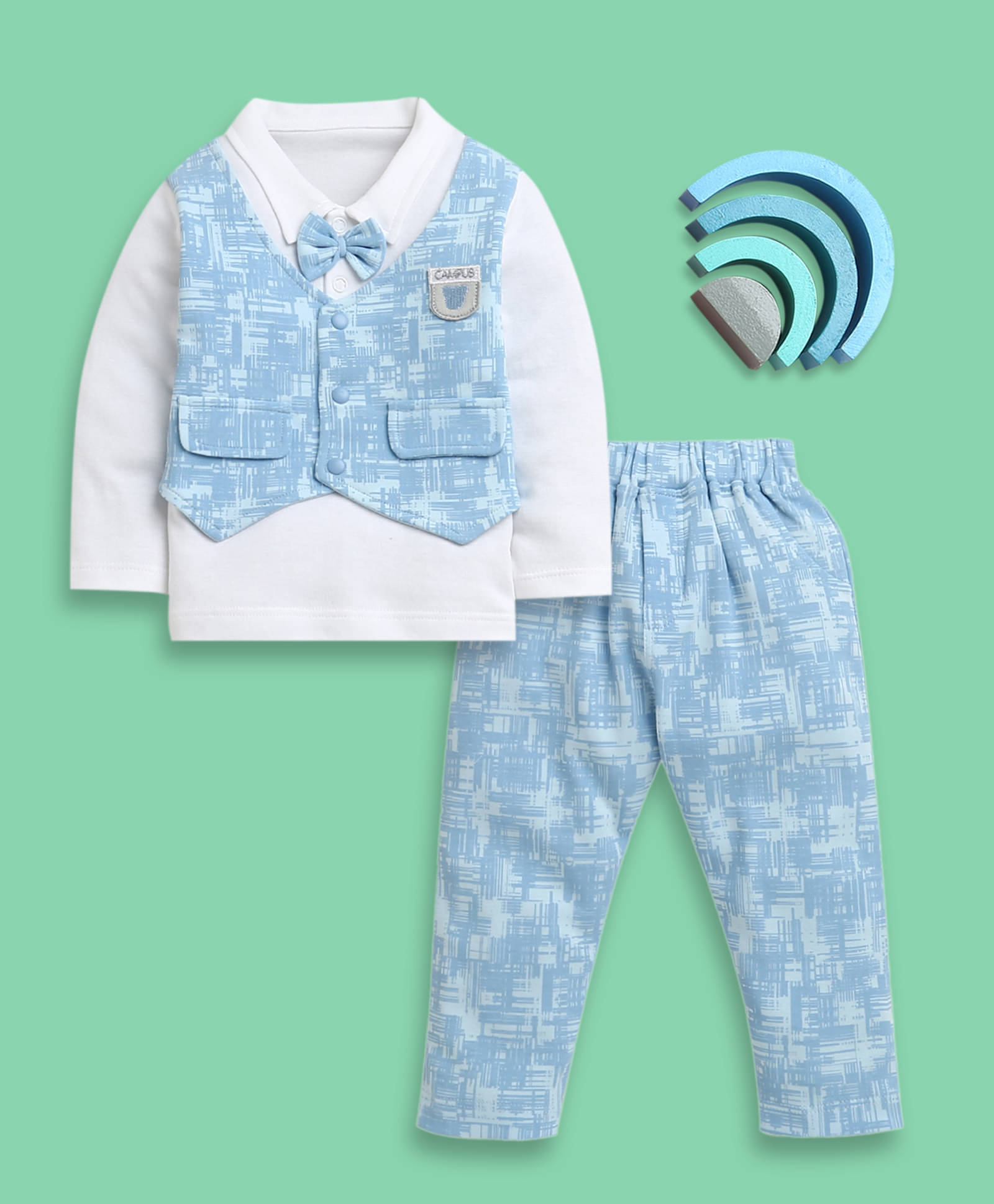     			BUMZEE Pack of 1 Baby Boys Cotton Shirt & Pants Set ( Light Blue )