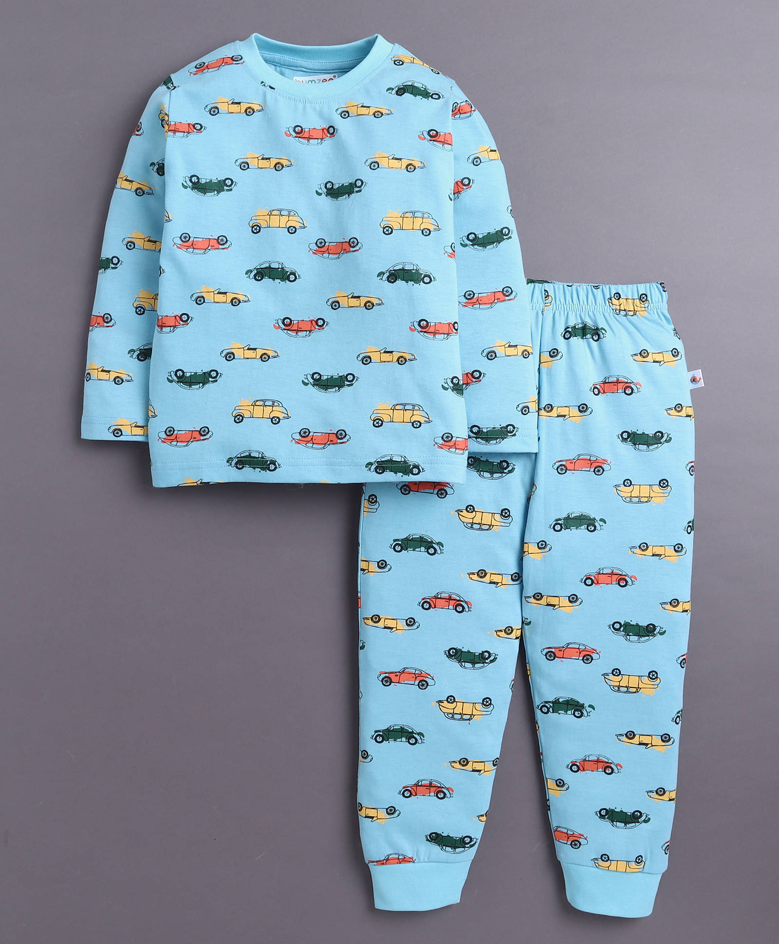     			BUMZEE Pack of 1 Boys 100% Cotton Tshirt & Pajama Set ( Sky Blue )