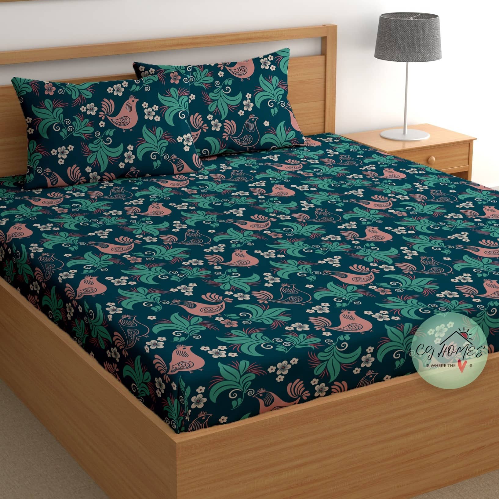 CG HOMES Poly Cotton 1 Double Bedsheet with 2 Pillow Covers ( Multicolor )