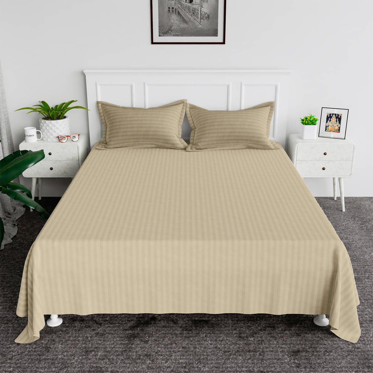 DOMES FAB Satin 1 Double Bedsheet with 1 Pillow Cover ( Beige ) DOMES FAB Satin 1 Double Bedsheet with 1 Pillow Cover ( Beige )