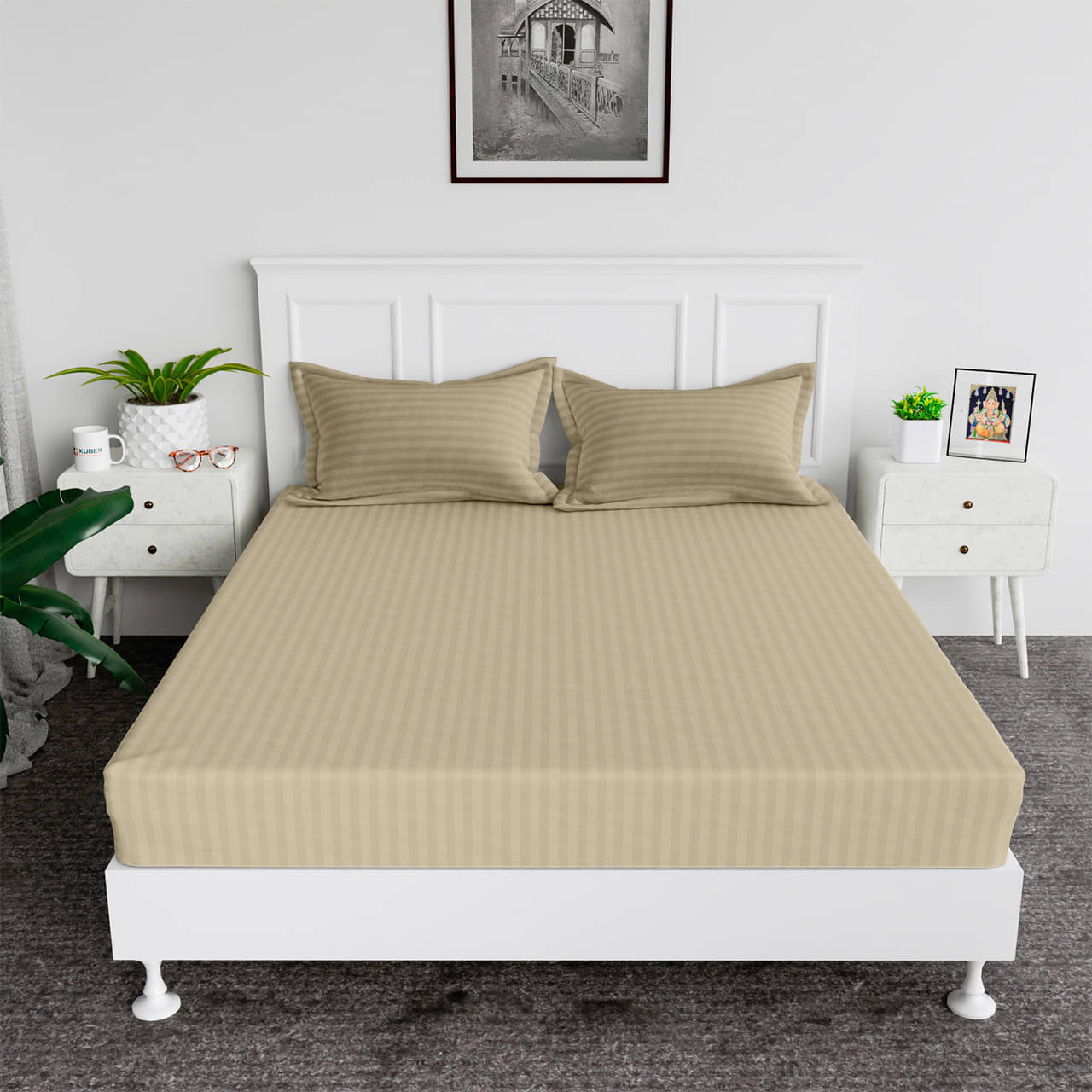 DOMES FAB Satin 1 Double Bedsheet with 1 Pillow Cover ( Beige ) DOMES FAB Satin 1 Double Bedsheet with 1 Pillow Cover ( Beige )