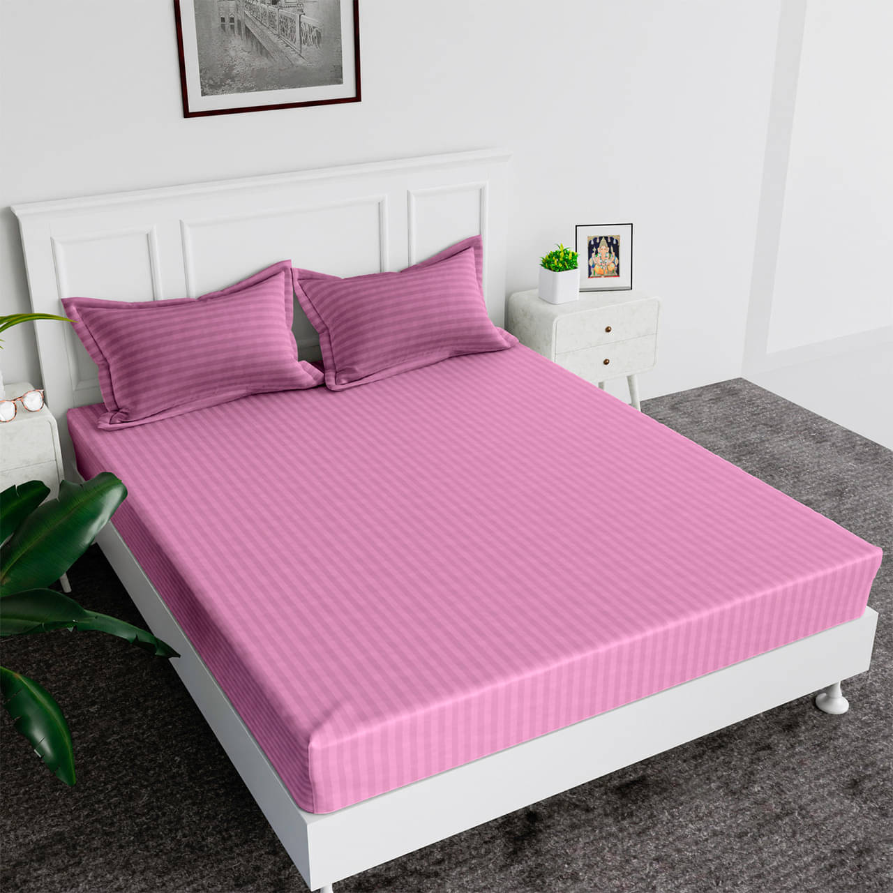     			DOMES FAB Satin 1 Double Bedsheet with 1 Pillow Cover ( Pink )