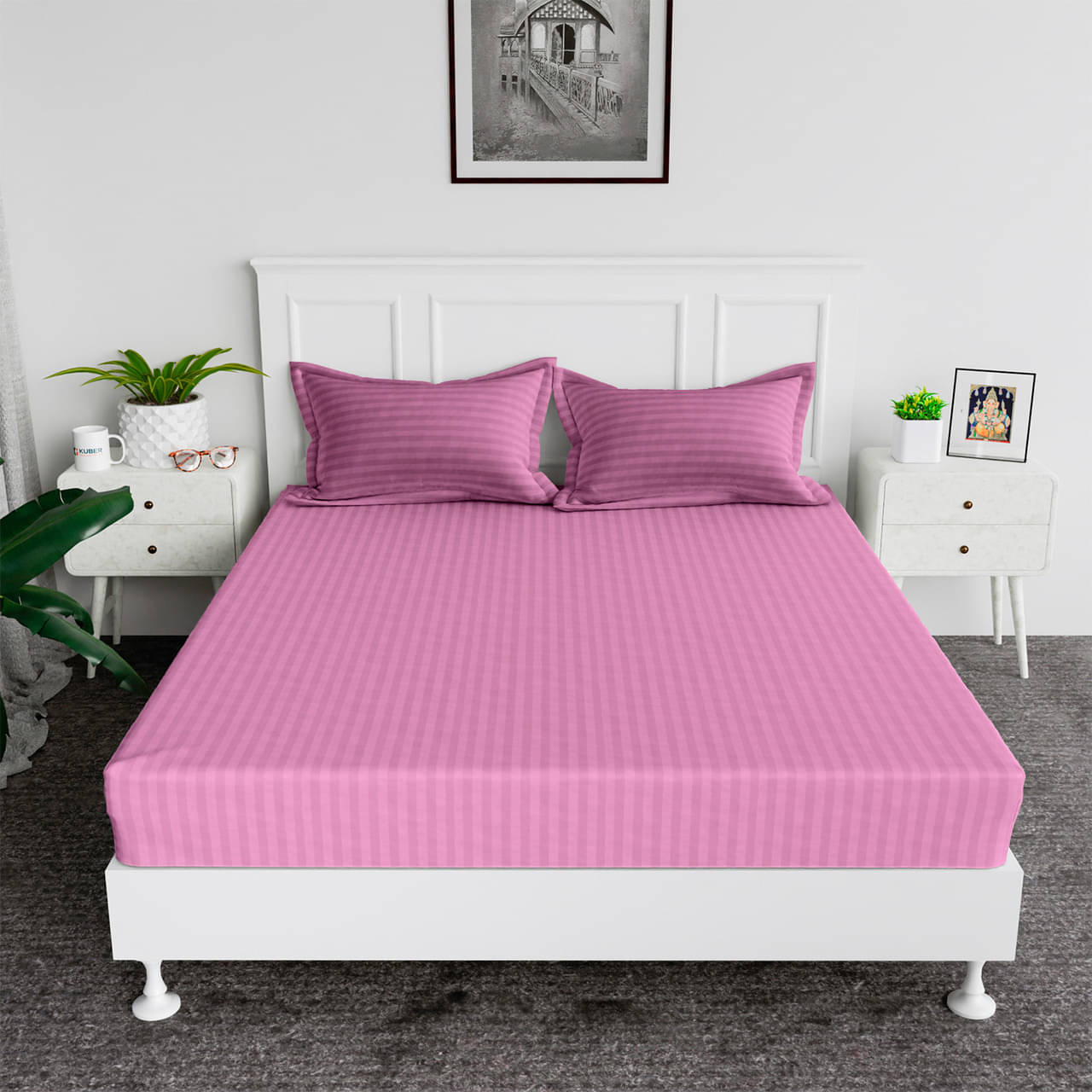     			DOMES FAB Satin 1 Double Bedsheet with 1 Pillow Cover ( Pink )
