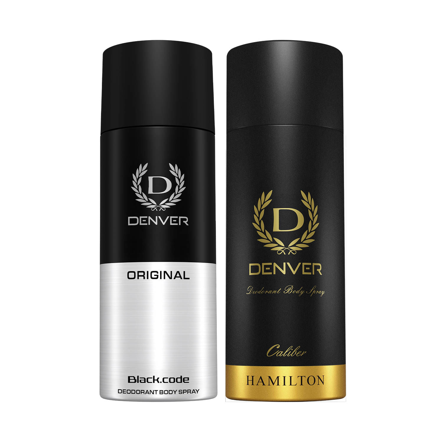     			Denver Caliber & Black Code Original 150ml Each Deodorant Spray for Men 300 ml ( Pack of 2 )