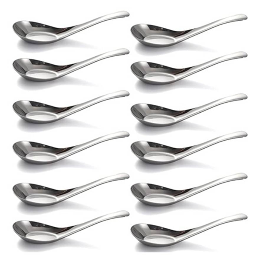     			Dynore 12 Pcs Soup Spoons Stainless Steel Plain Soup Spoon Silver ( Pack of 12 )