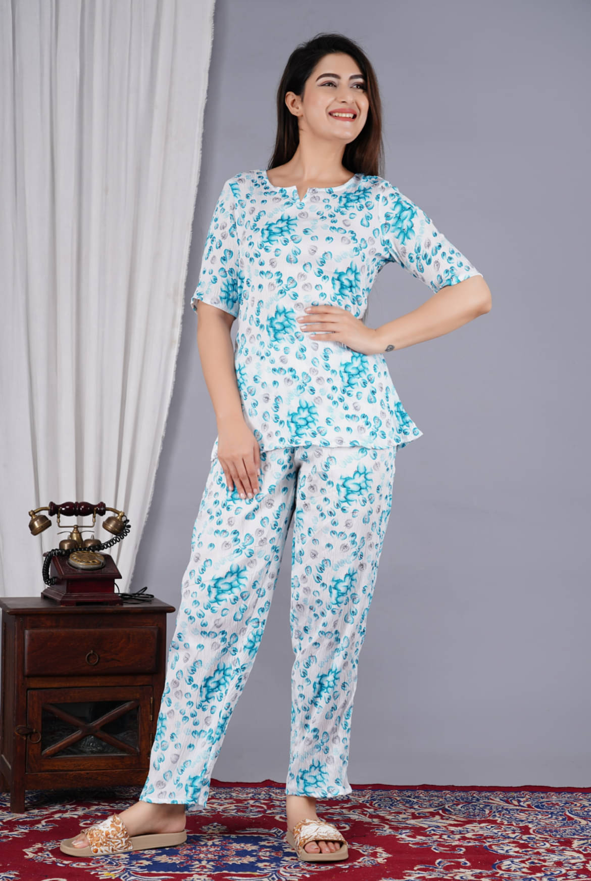     			EXPORTHOUSE Women Polyester Nightwear Set of 1 ( 1 Nighty )