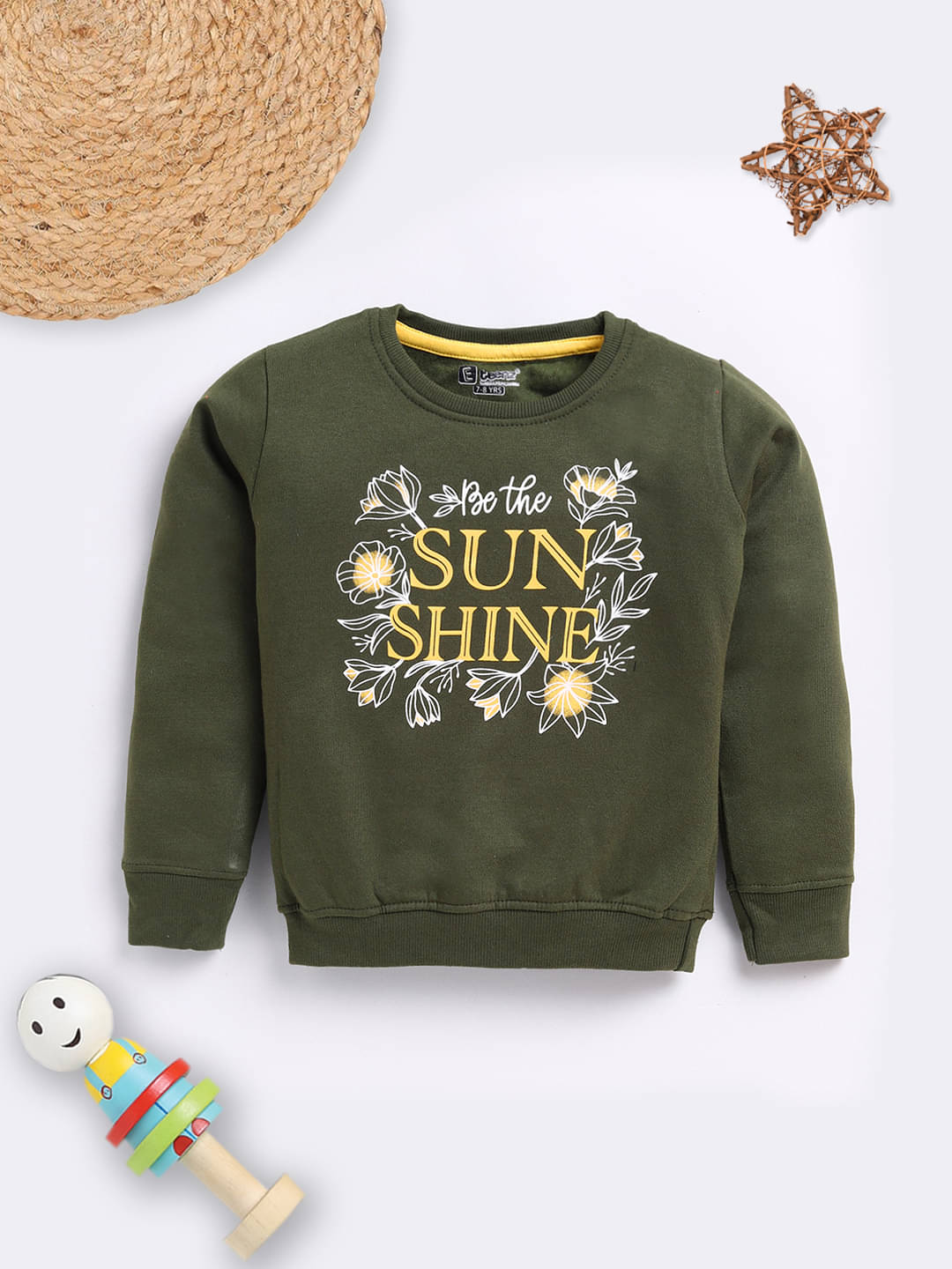     			Eteenz Pack of 1 Girls Fleece Sweatshirt ( Olive Green )