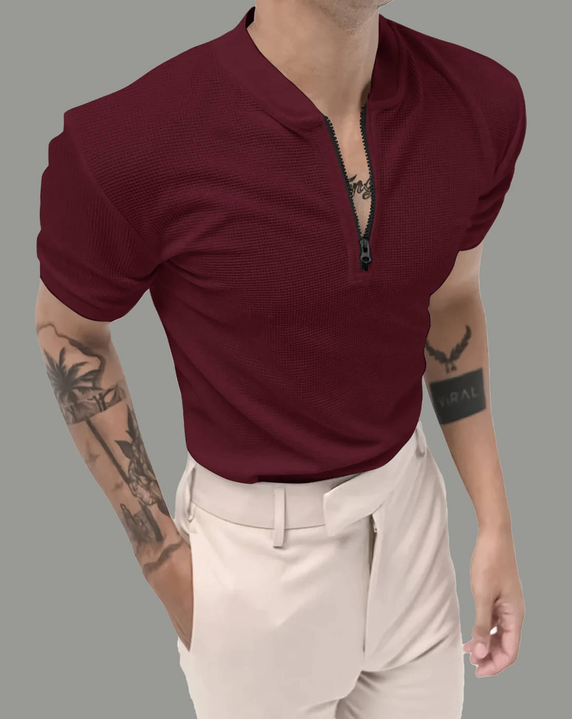 Eyebogler Men Polyester Regular Fit Solid Polo T Shirt ( Wine ) Eyebogler Men Polyester Regular Fit Solid Polo T Shirt ( Wine )