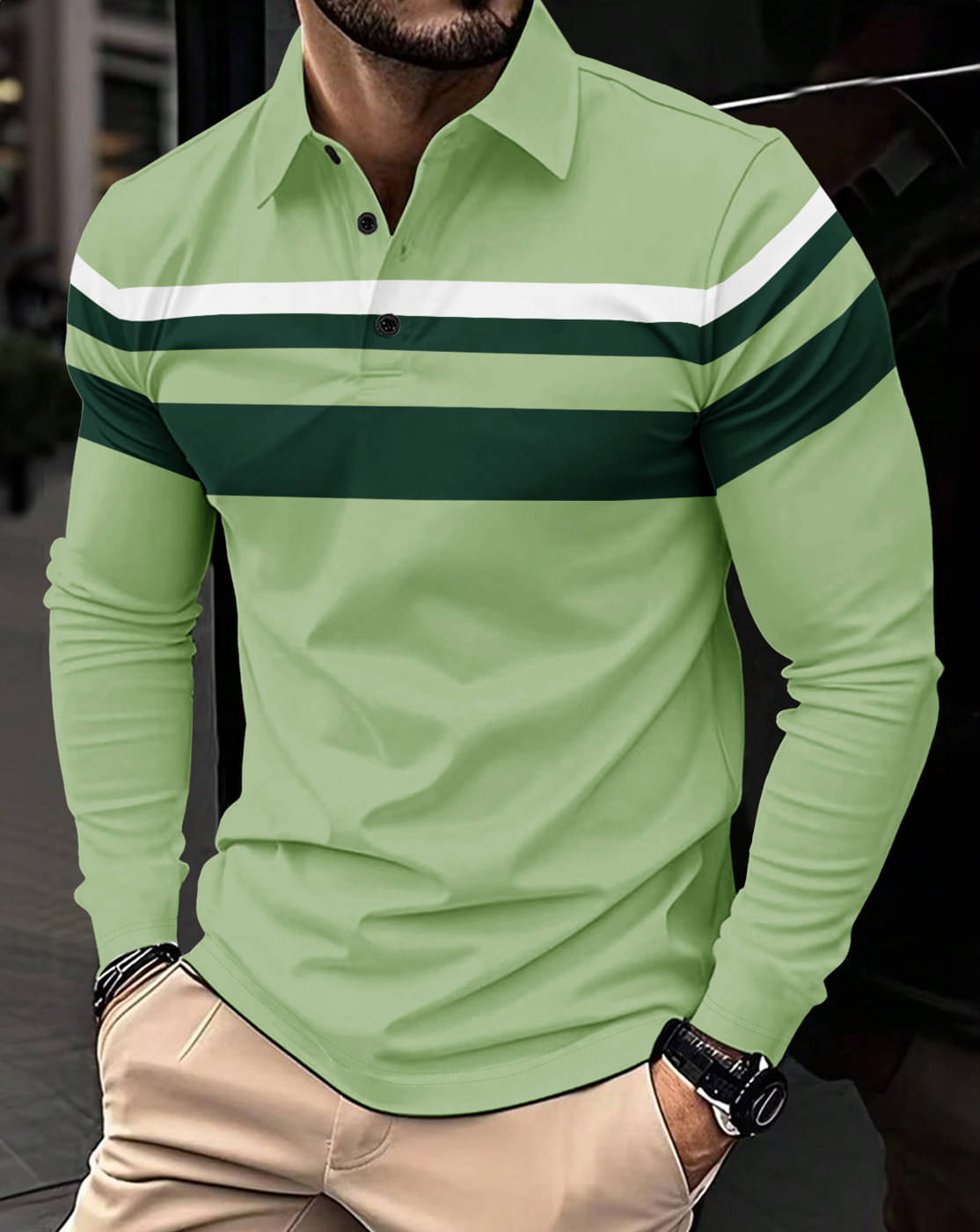     			Eyebogler Men Polyester Regular Fit Striped Polo T Shirt ( Lime Green )