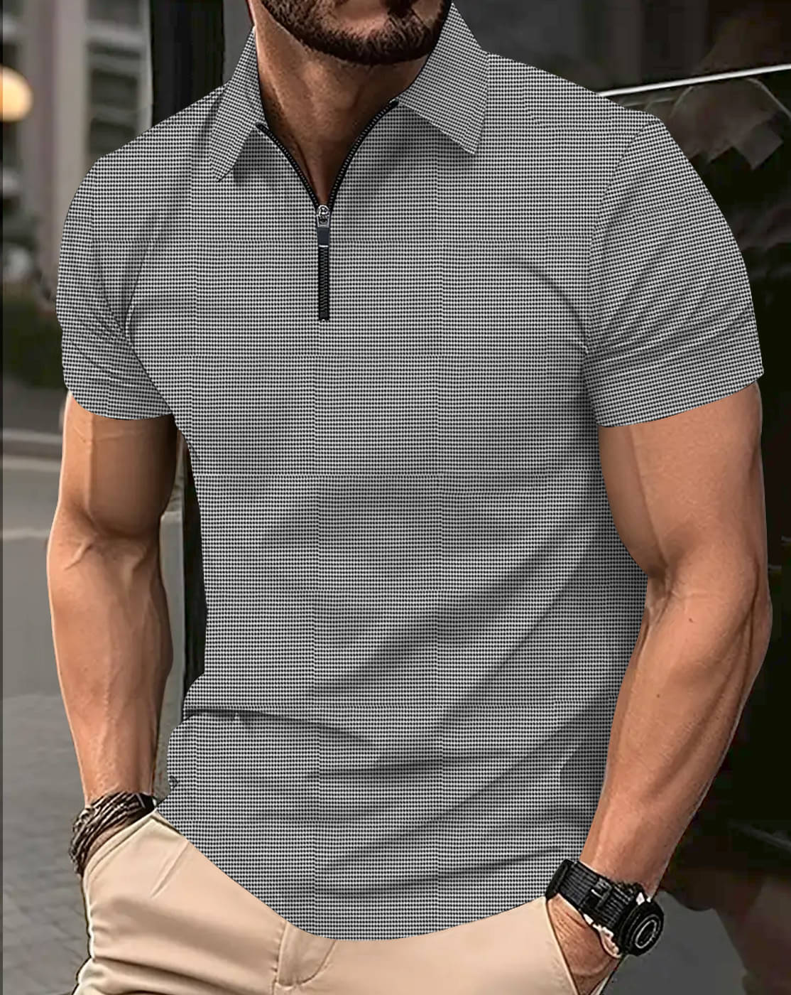 Eyebogler Men Polyester Regular Fit Popcorn Textured Polo T Shirt ( Silver ) Eyebogler Men Polyester Regular Fit Popcorn Textured Polo T Shirt ( Silver )