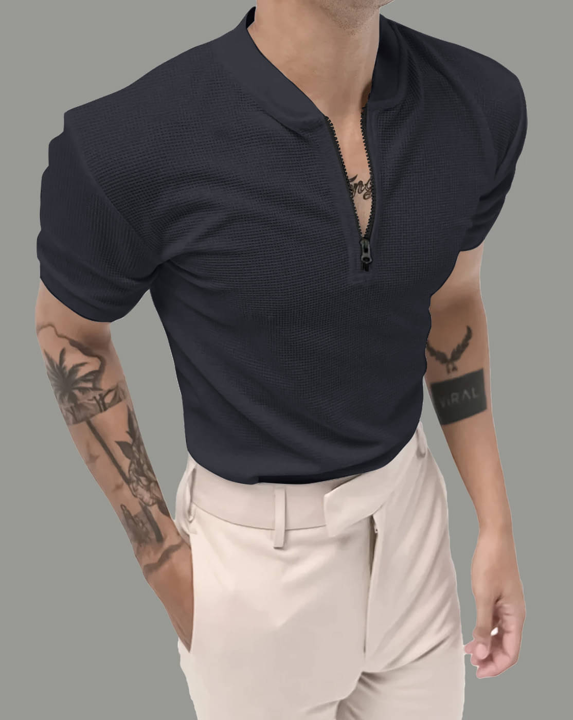 Eyebogler Men Polyester Regular Fit Solid Polo T Shirt ( Dark Grey ) Eyebogler Men Polyester Regular Fit Solid Polo T Shirt ( Dark Grey )
