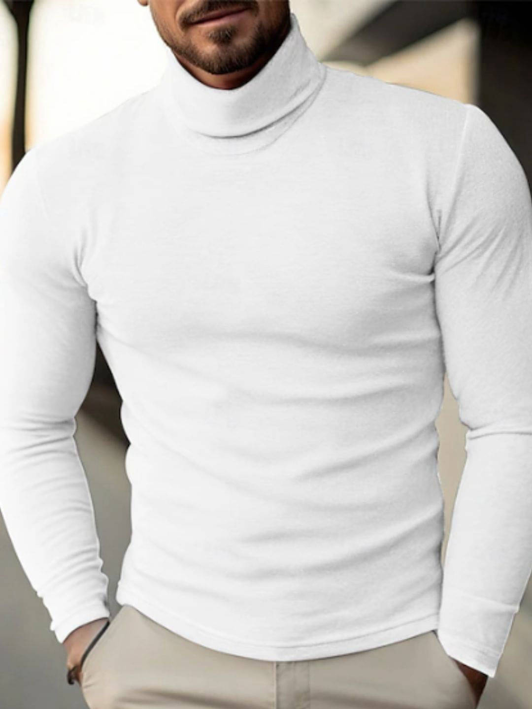     			FLECT Woollen Blend High Neck Men's Full Sleeves Pullover Sweater - White ( Pack of 1 )
