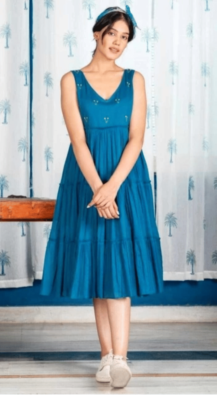     			Fashion Klub Women Rayon A-line Dress ( Blue )