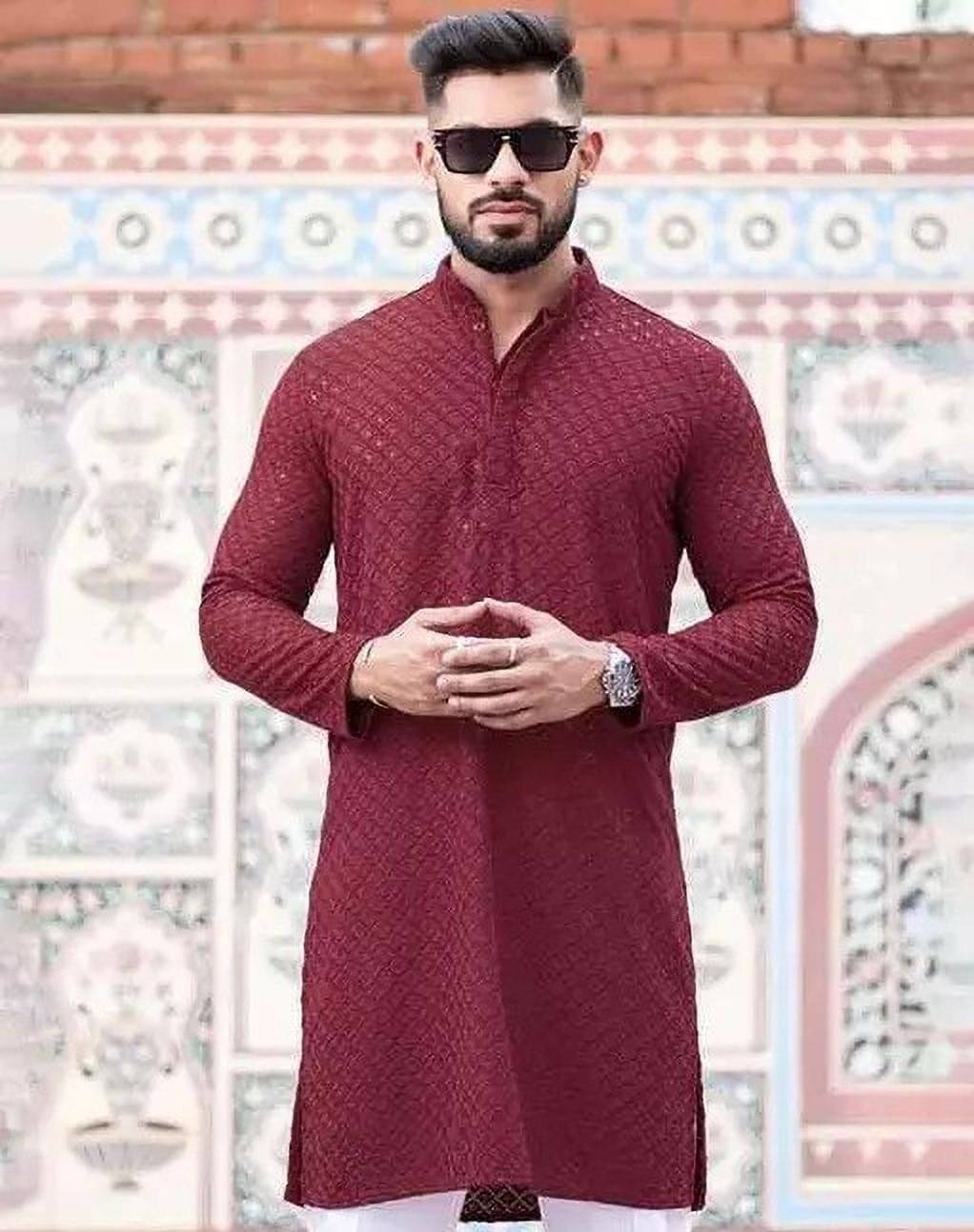 GROWWAX Maroon Viscose Men's Regular Kurta ( Pack of 1 )     			GROWWAX Maroon Viscose Men's Regular Kurta ( Pack of 1 )