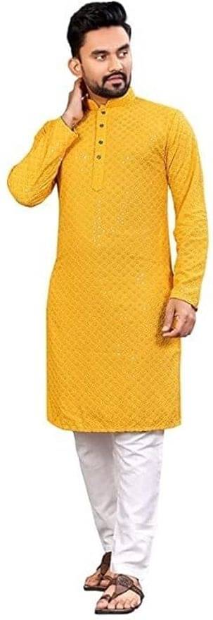 GROWWAX Yellow Viscose Men's Regular Kurta ( Pack of 1 ) GROWWAX Yellow Viscose Men's Regular Kurta ( Pack of 1 )