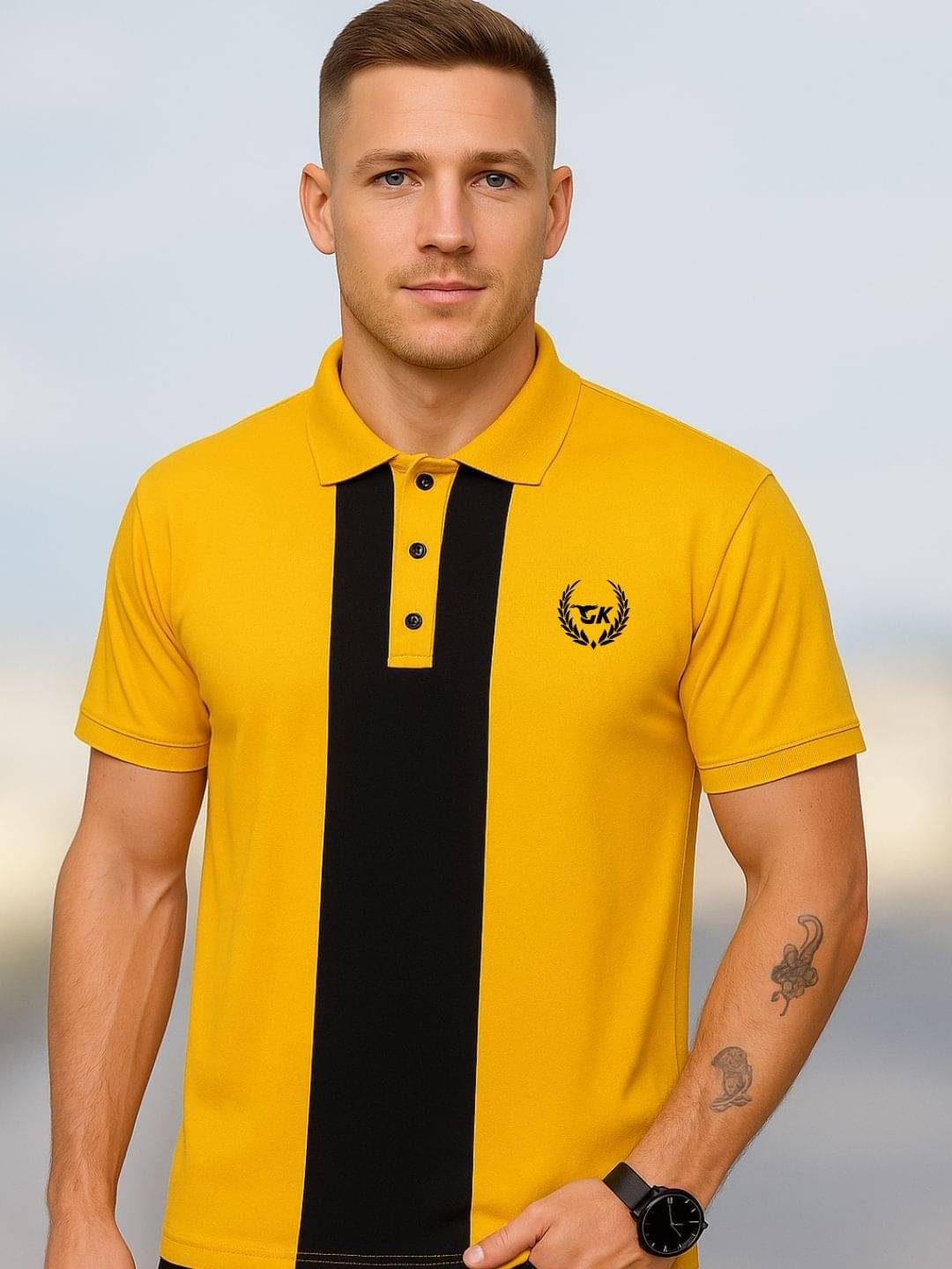Garimaknitwear Men Cotton Blend Regular Fit Colorblock Polo T Shirt ( Yellow ) Garimaknitwear Men Cotton Blend Regular Fit Colorblock Polo T Shirt ( Yellow )