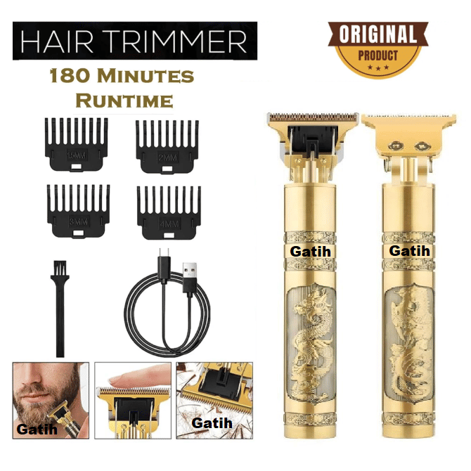 Gatih Hair Trimmer Gold Cordless Beard Trimmer With 180 minutes Runtime