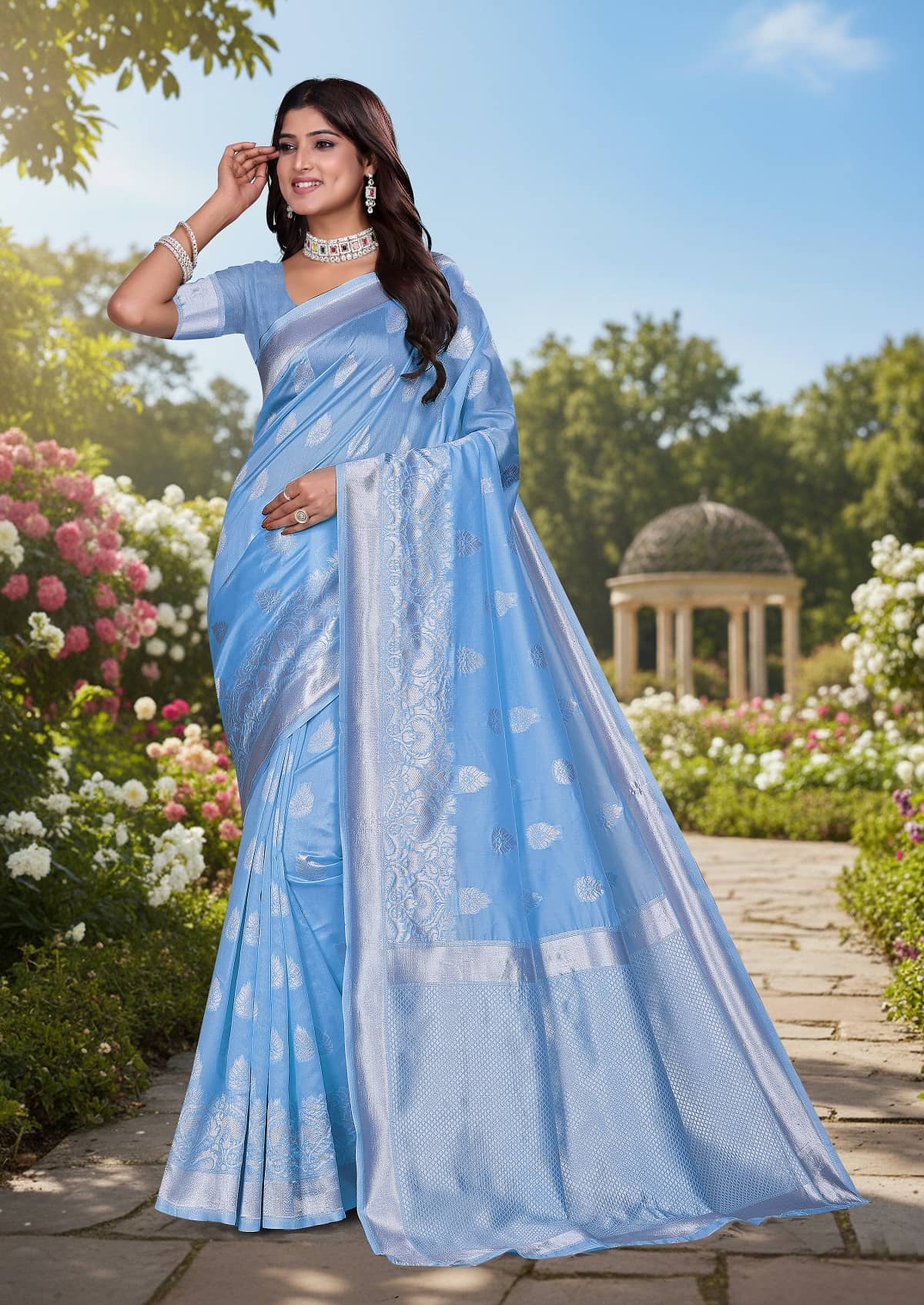 Gazal Fashions Art Silk Woven Banarasi saree With Unstitched Blouse Piece ( Lavender ) - Sarees | Buy online on ZillyBuy