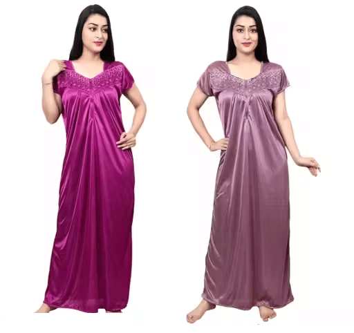     			Generic Vestido hub Satin Solid Women Regular Nighty ( Multicolor 1 )