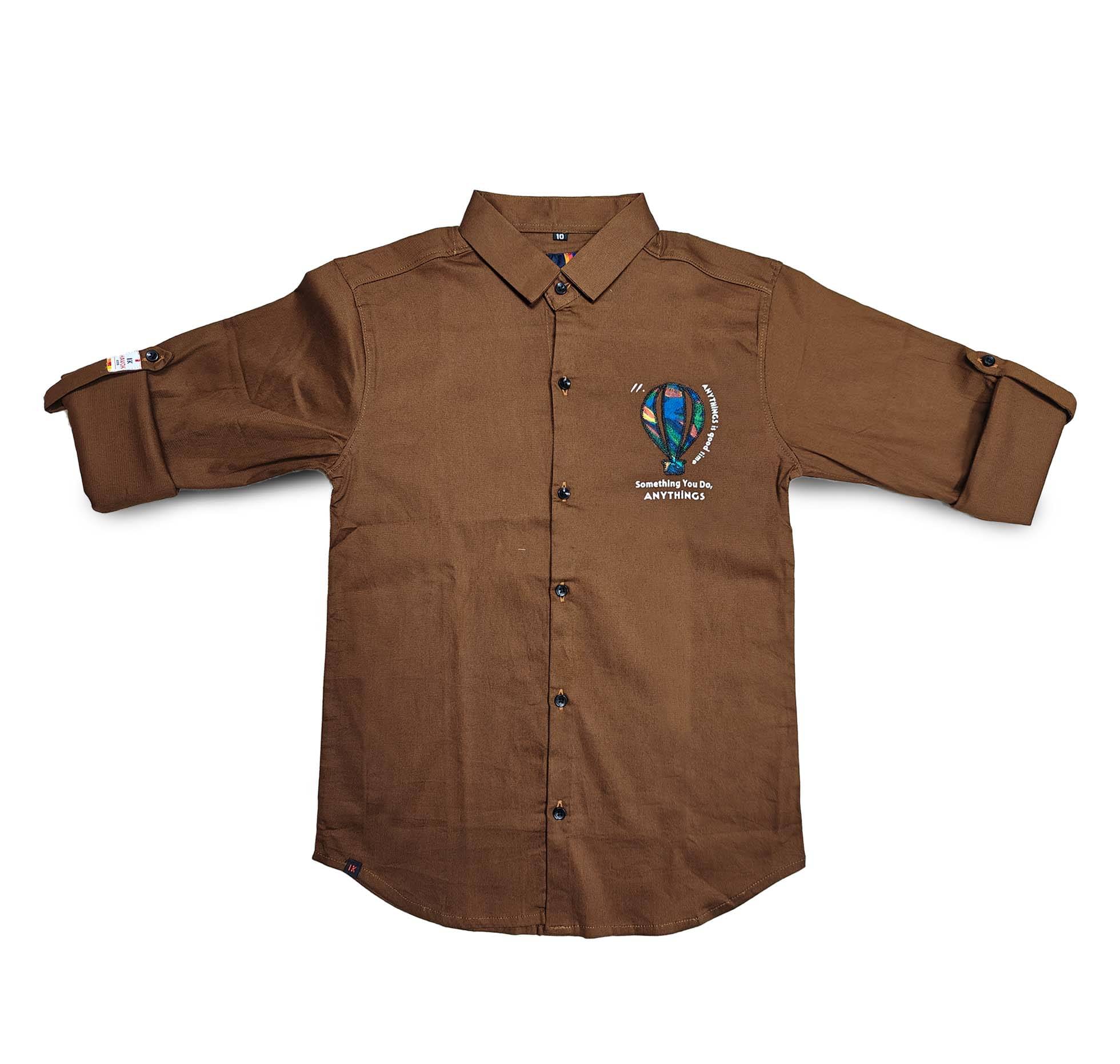 HAVOK KIDS Pack of 1 Boys Cotton Blend Full Sleeves Shirt ( Brown ) HAVOK KIDS Pack of 1 Boys Cotton Blend Full Sleeves Shirt ( Brown )