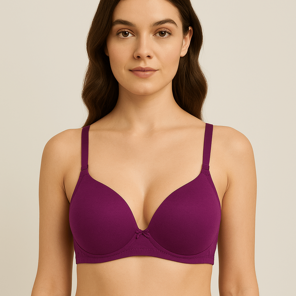     			HERBLOURE Pack of 1 Cotton Blend Lightly Padded Push Up Bra For Women ( Purple )