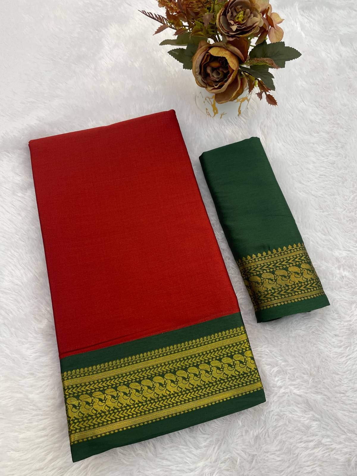     			INDIAN SILKS Viscose Printed Regular Saree With Unstitched Blouse Piece ( Red )