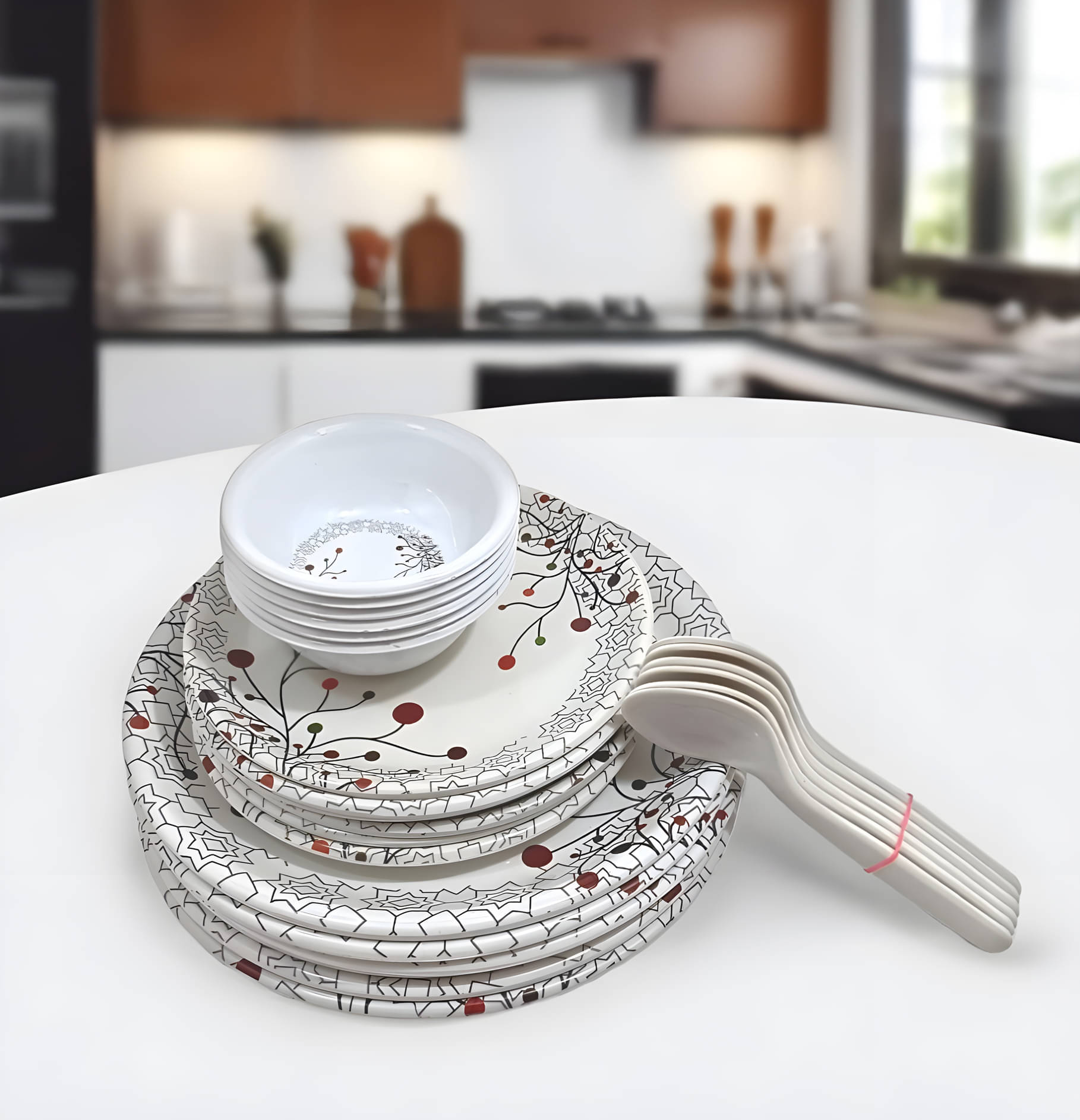 Inpro Lightweight and Easy Handling Printed Melamine Dinner Set ( Pack of 24 ) Multicolor Inpro Lightweight and Easy Handling Printed Melamine Dinner Set ( Pack of 24 ) Multicolor