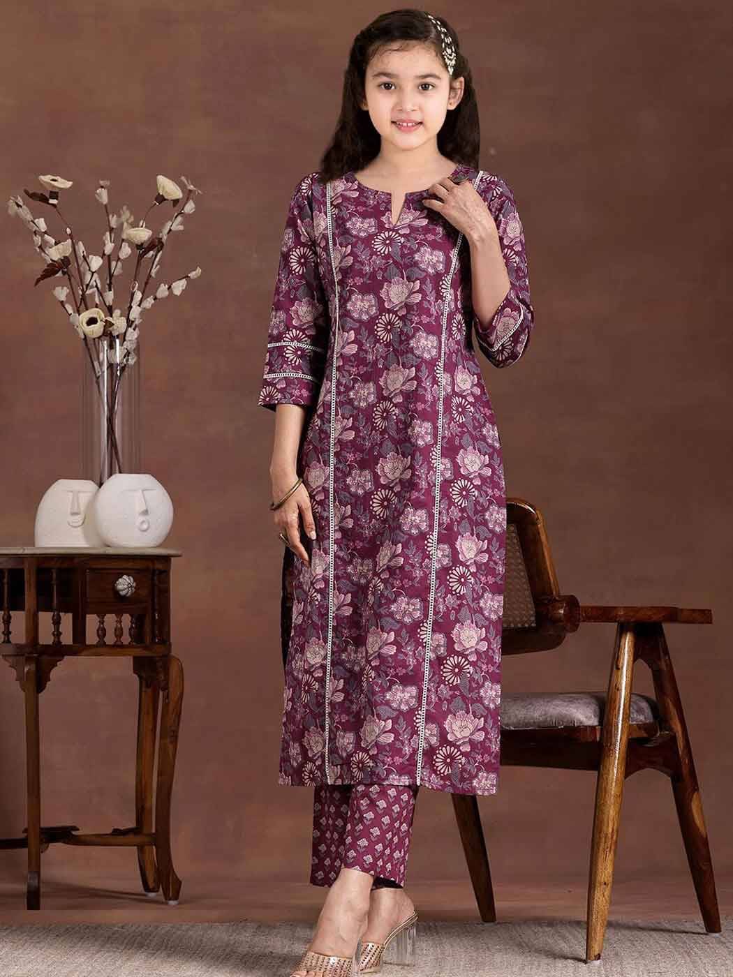     			JULEE Girls Rayon Kurti with Pants ( Pack of 1 , Magenta )